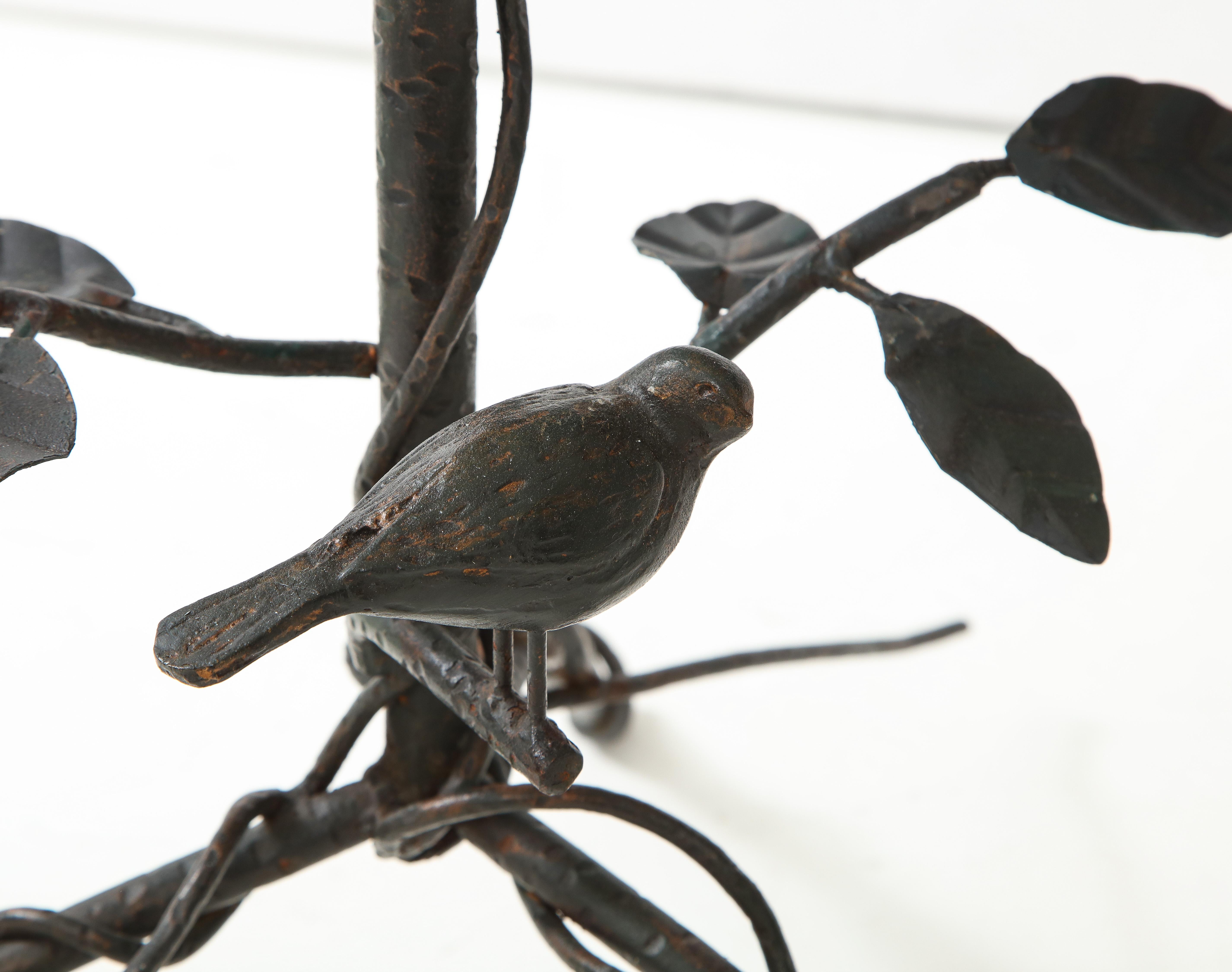 French Pair of Black Wrought Iron End Tables For Sale