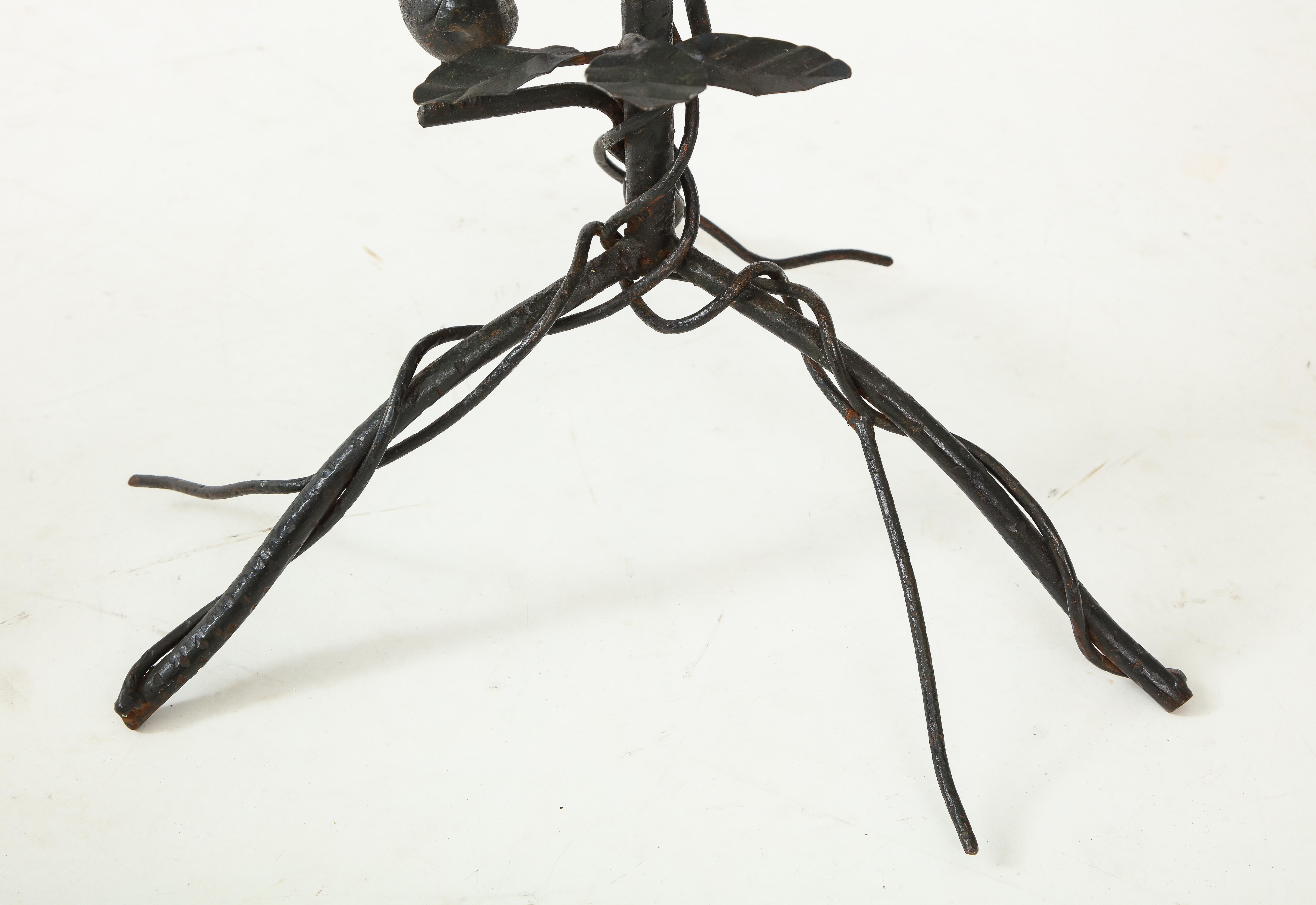 Pair of Black Wrought Iron End Tables For Sale 2