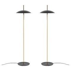 Pair of Black x Brass Signal Floor Lamp from Souda, In Stock