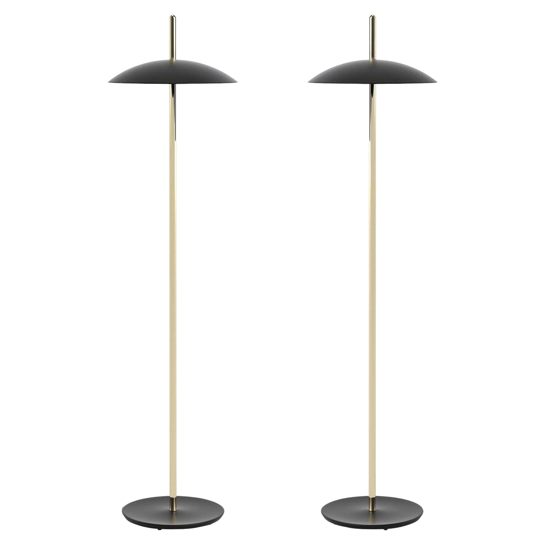 Par de Lámparas de Pie de Señal Negro x Latón de Souda, En Stock