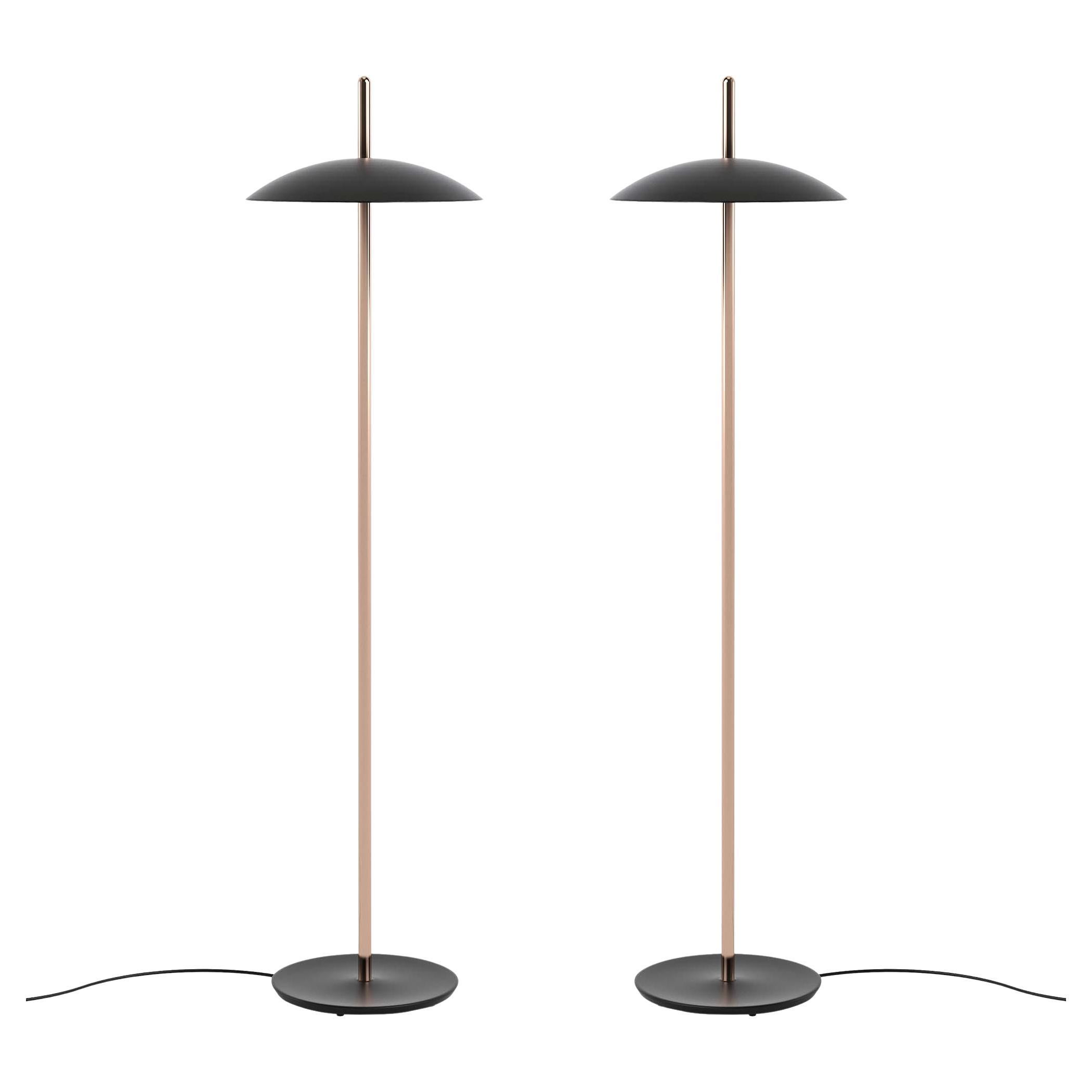 Paar schwarze X-Kupfer Signal-Stehlampe von Souda, auf Bestellung gefertigt