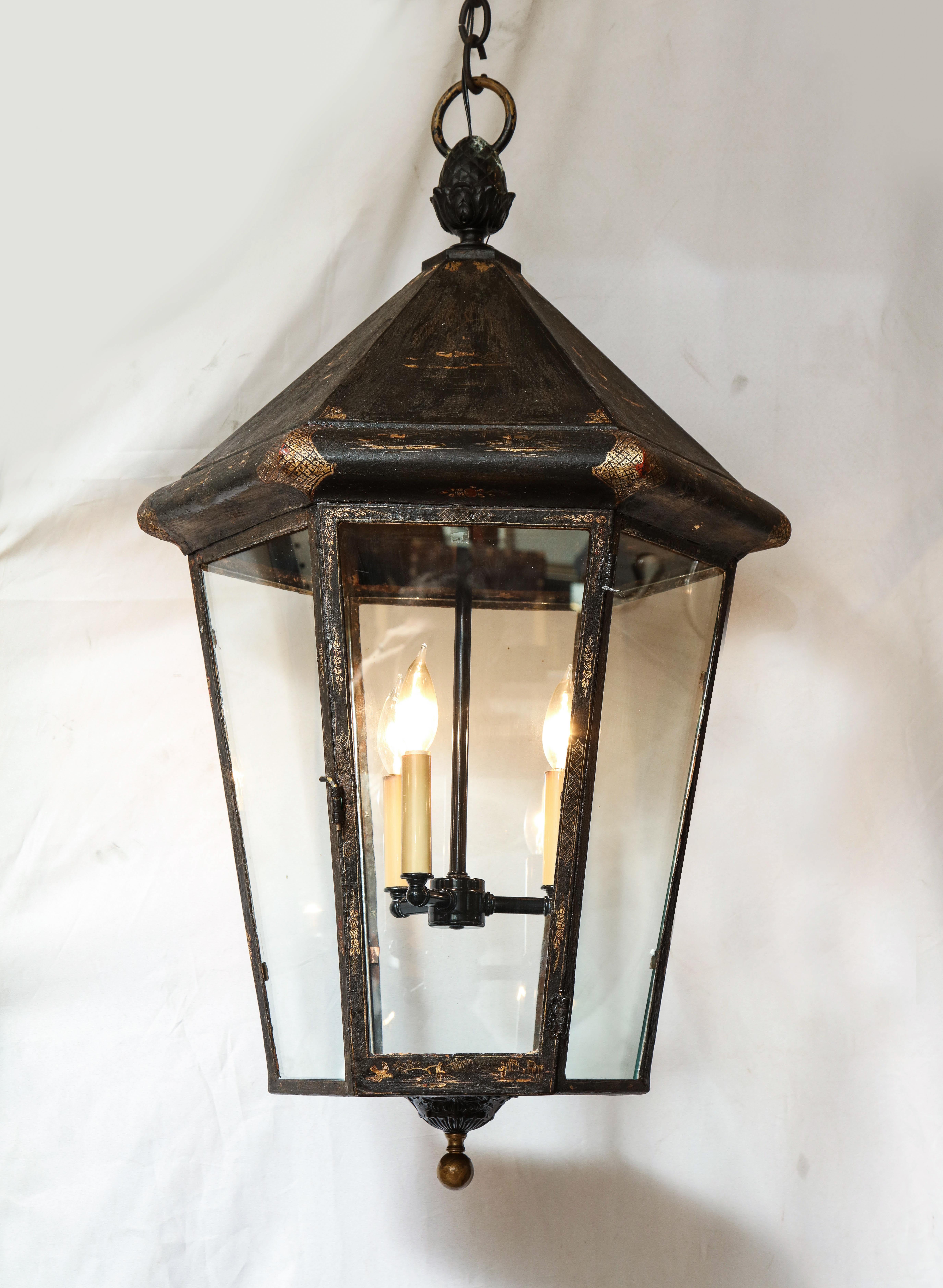 Pair of Blackened British Lanterns In Good Condition In New York, NY