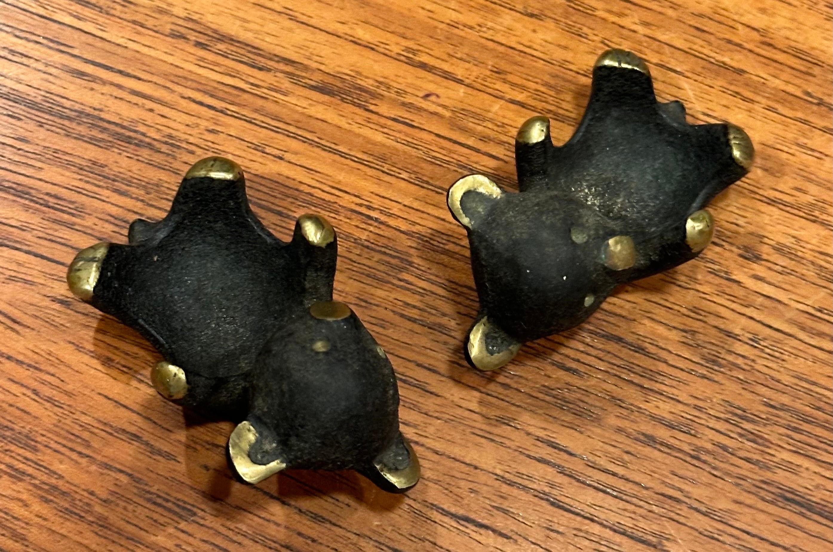Pair of Blackened Bronze Small Bear Trays / Candle Holders by Walter Bosse For Sale 4