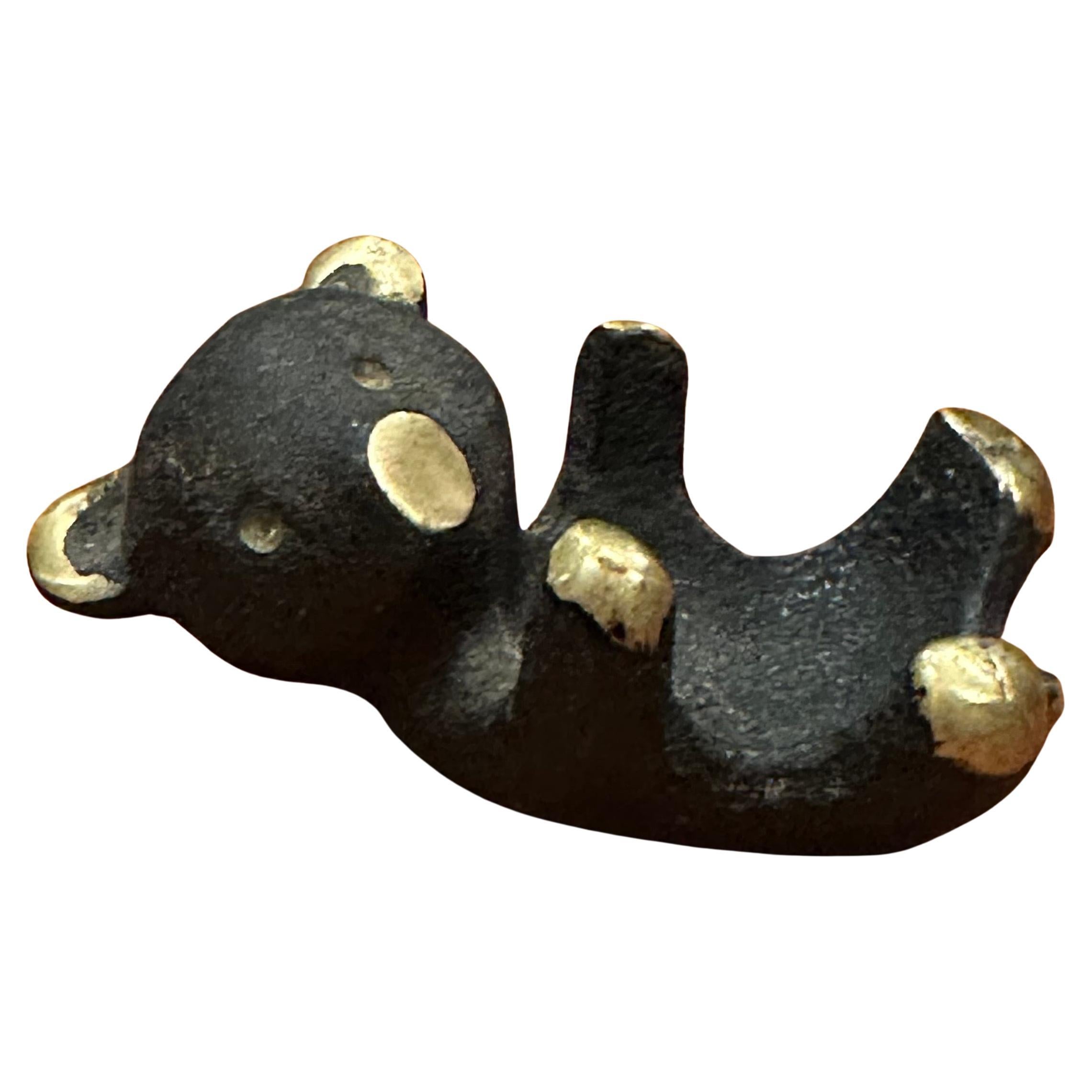French Pair of Blackened Bronze Small Bear Trays / Candle Holders by Walter Bosse For Sale