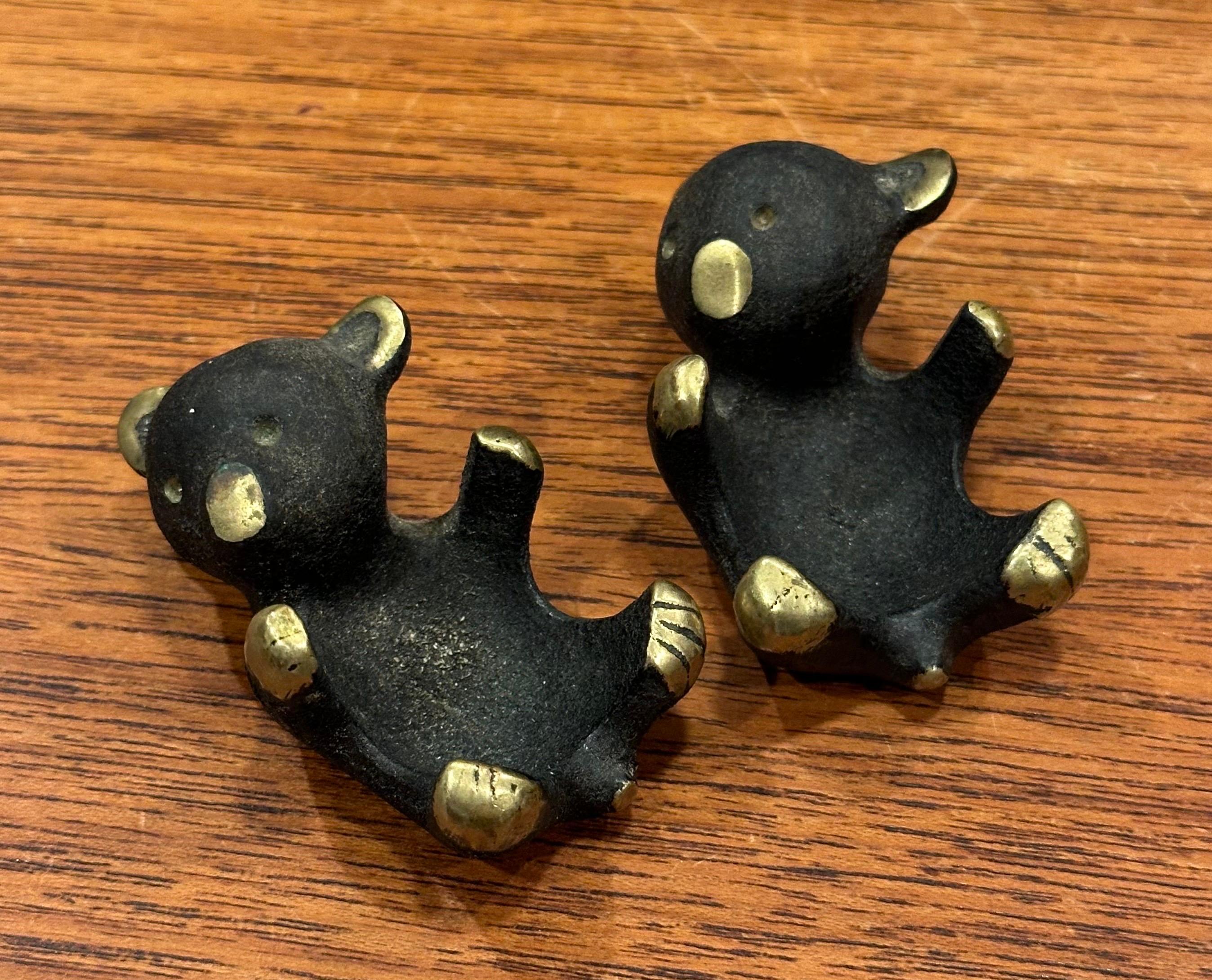 Pair of Blackened Bronze Small Bear Trays / Candle Holders by Walter Bosse In Good Condition For Sale In San Diego, CA