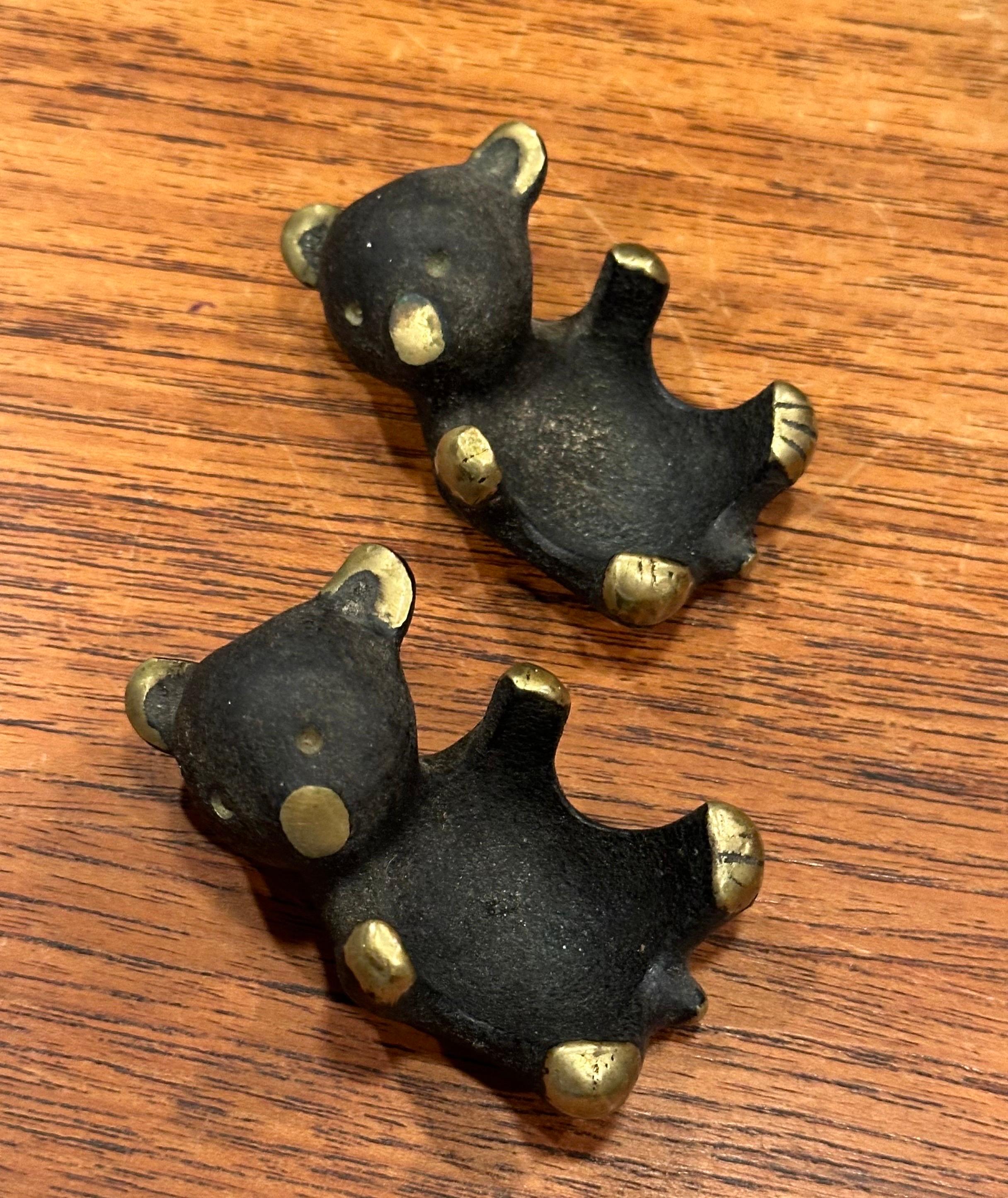 Pair of Blackened Bronze Small Bear Trays / Candle Holders by Walter Bosse For Sale 1