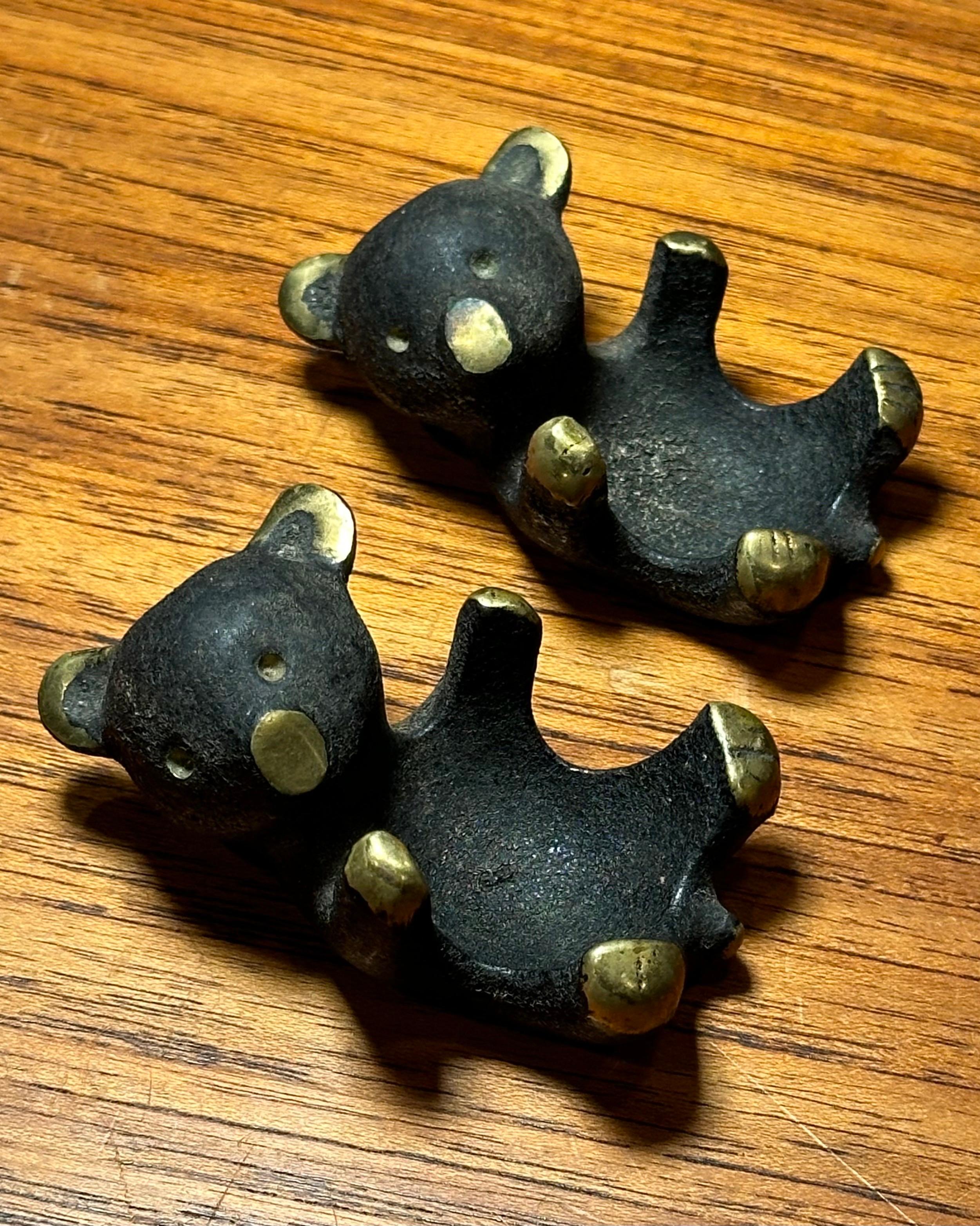 Pair of Blackened Bronze Small Bear Trays / Candle Holders by Walter Bosse For Sale 2