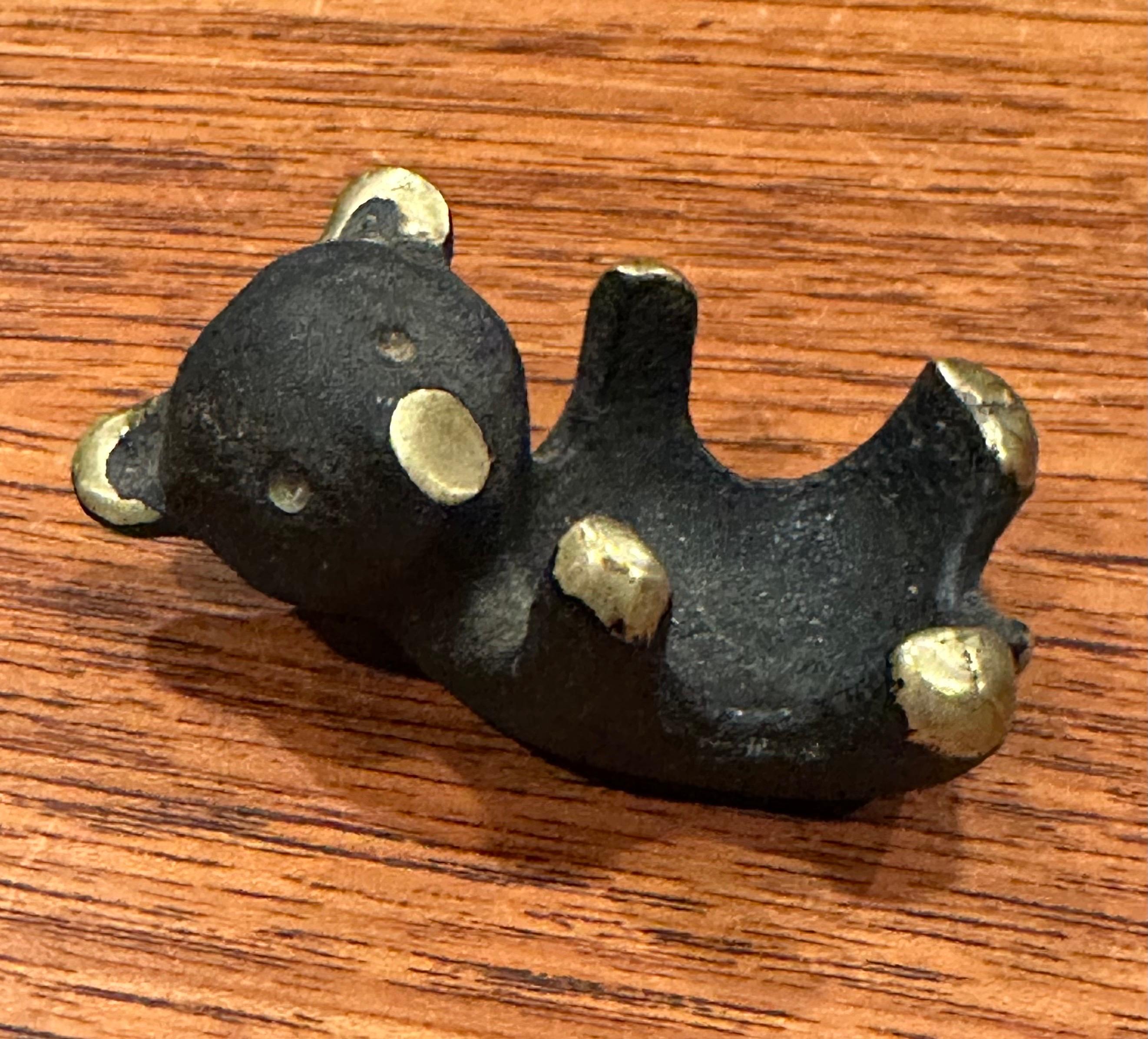 Pair of Blackened Bronze Small Bear Trays / Candle Holders by Walter Bosse For Sale 3