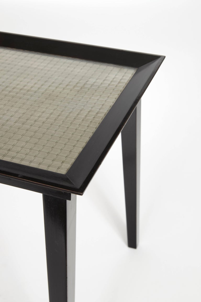 Pair of Blackened Wood and Glass Tables For Sale at 1stDibs