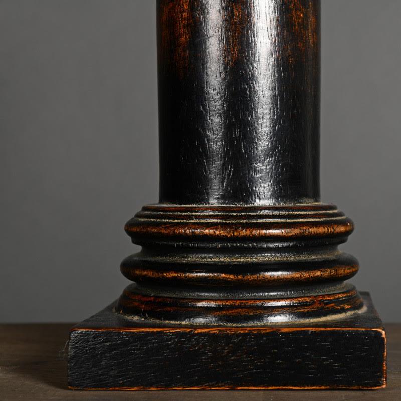 Greco Roman Pair of Blackened Wood Column Table Lamps, XXth Century. For Sale