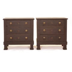 Pair of Blackpainted Gustavian Style Commodes