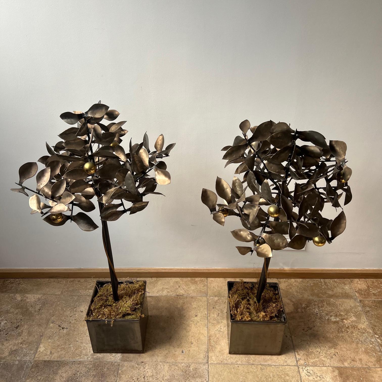 Pair of Blacksmith Made Mid-Century Steel Decorative Trees For Sale 6