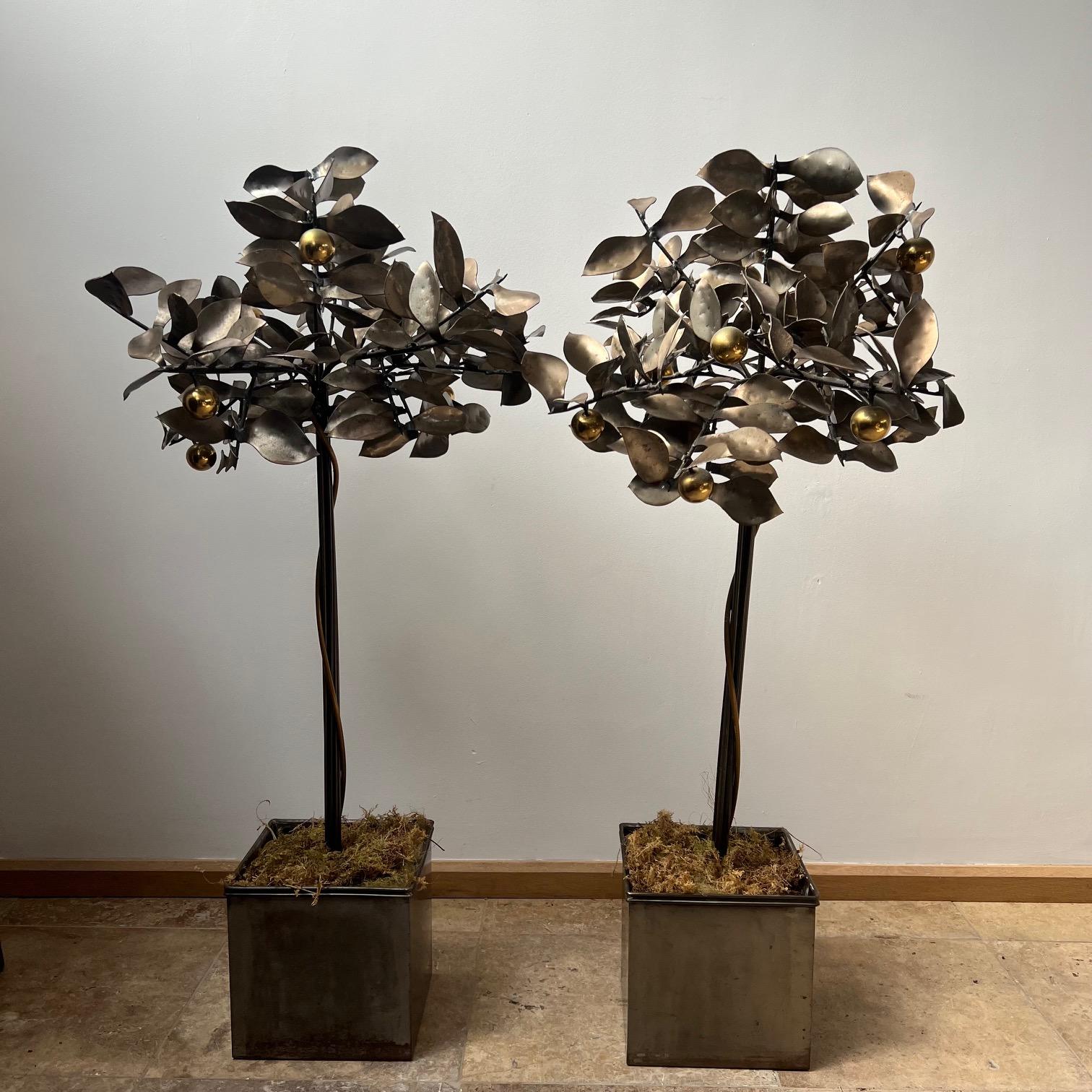 Pair of Blacksmith Made Mid-Century Steel Decorative Trees For Sale 7