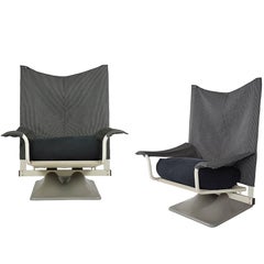 Pair of Black & White Fabric AEO Armchairs, Paolo Deganello, Archizoom Associati