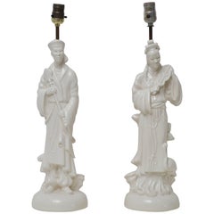 Pair of Blanc de Chin Porcelain Table Lamps