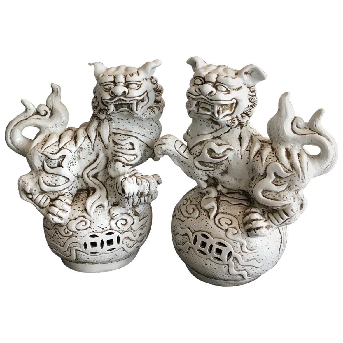 Pair of Blanc de Chine Chinese Foo Dogs