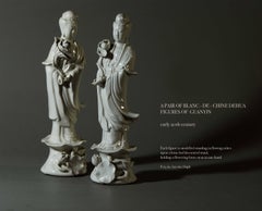 Pair of Blanc-de-Chine Dehua Figures of Guanyin