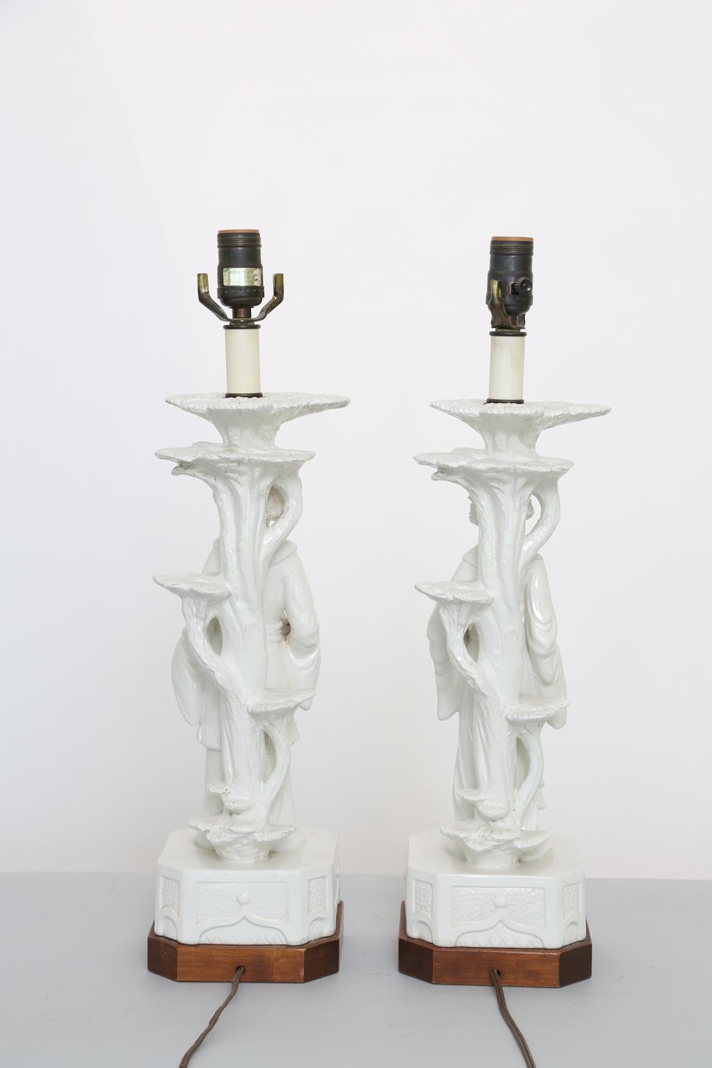 Pair of Blanc de Chine Figural Lamps 2