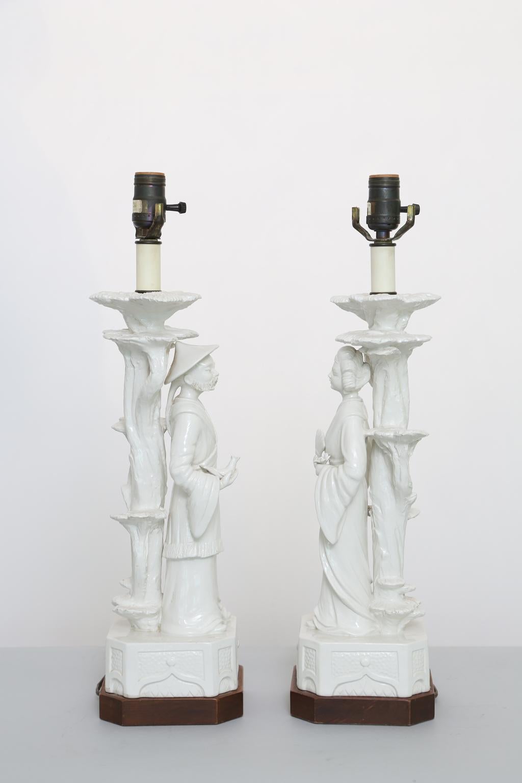 Pair of Blanc de Chine Figural Lamps 1
