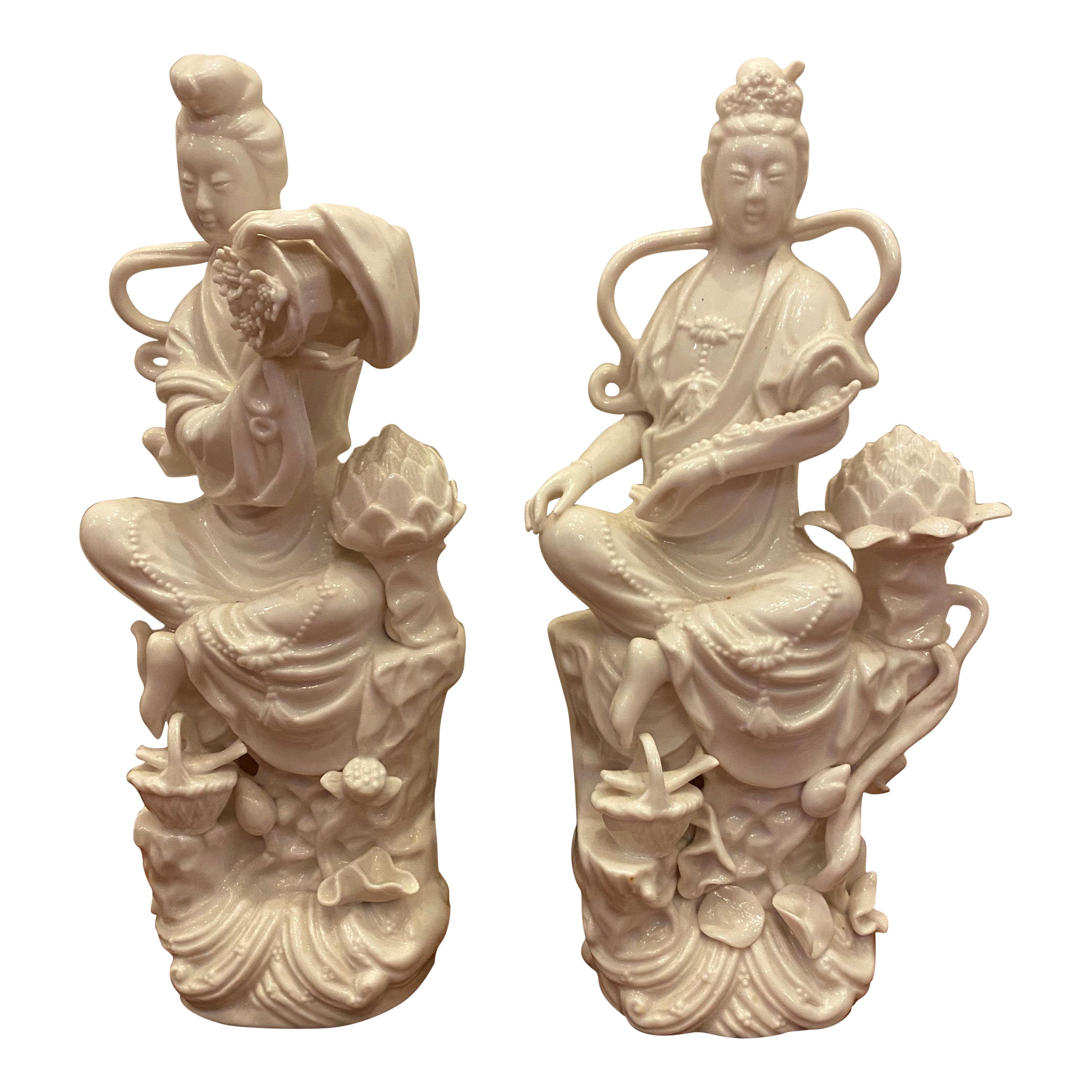 Pair of Blanc de Chine Figures For Sale