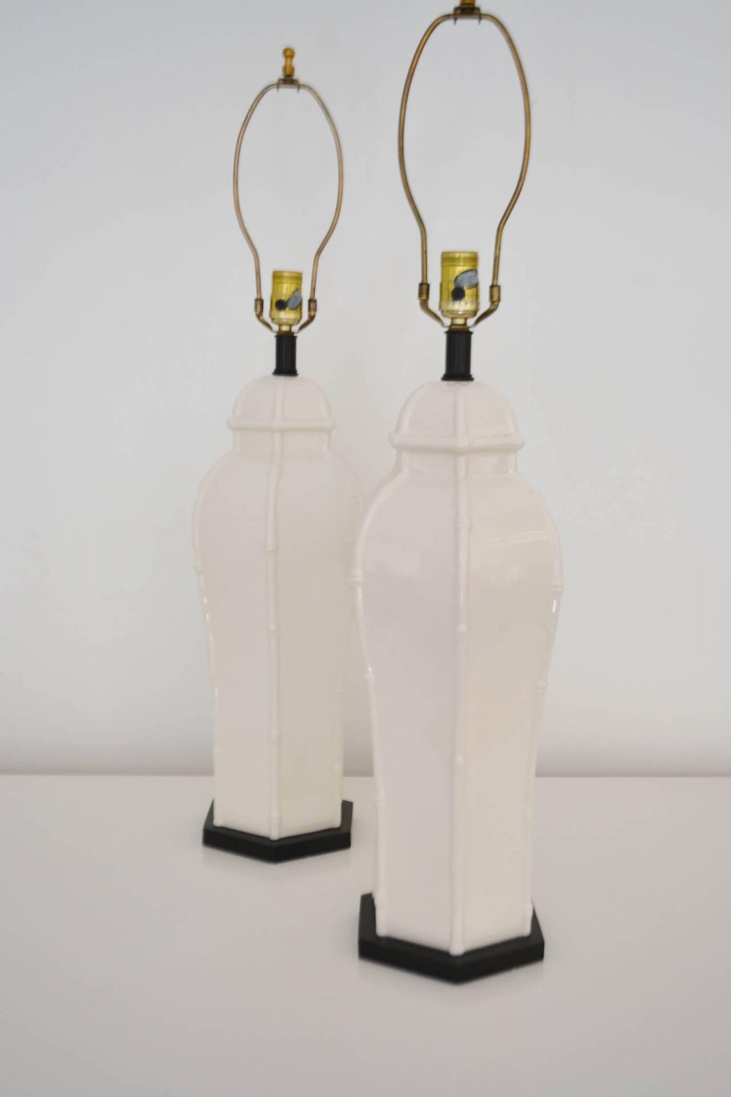 American Pair of Blanc de Chine Jar Form Table Lamps For Sale