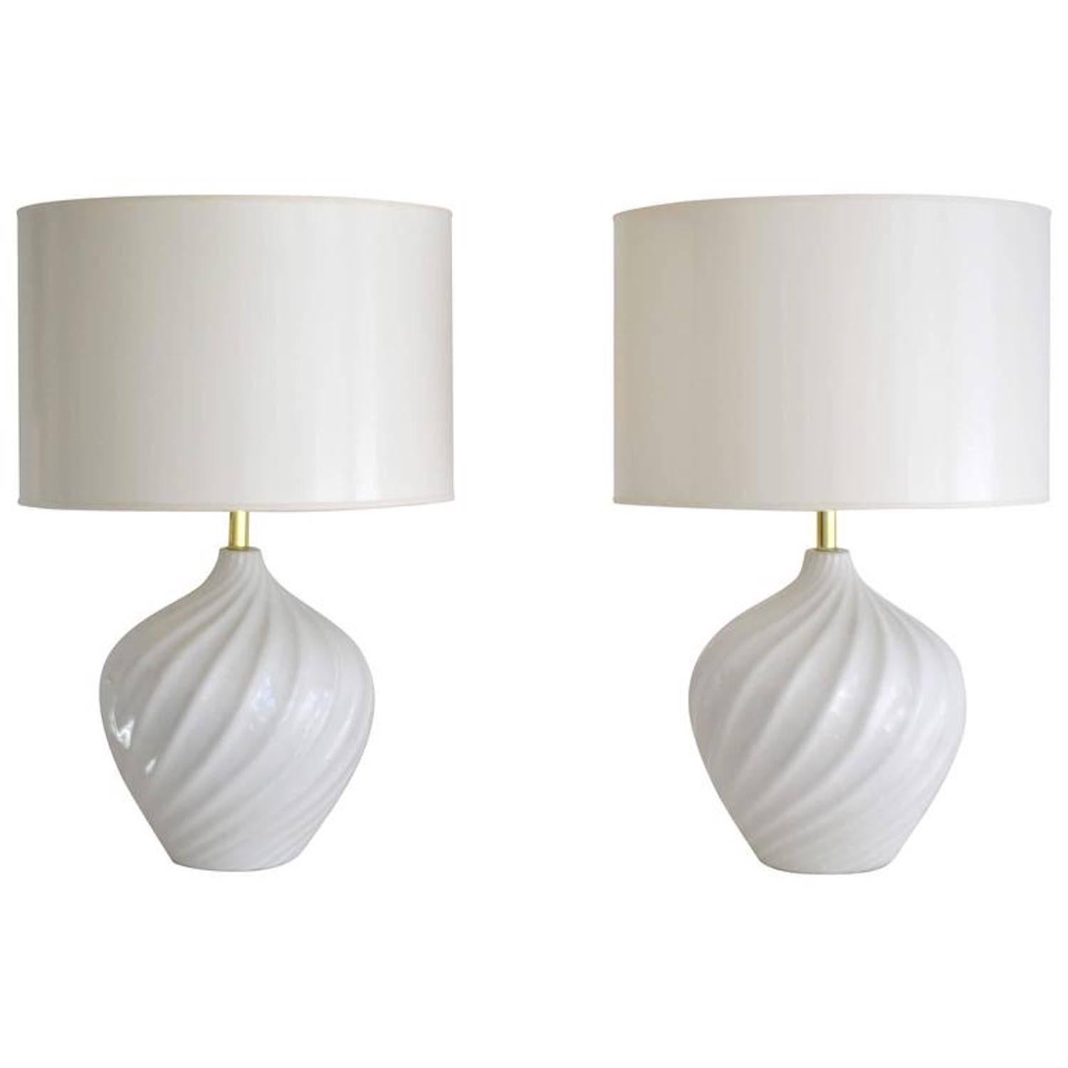 Pair of Blanc De Chine Jar Form Table Lamps For Sale