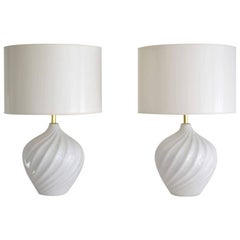 Pair of Blanc De Chine Jar Form Table Lamps