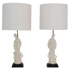 Retro Pair of Blanc de Chine Table Lamps