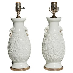 Pair of Blanc De Chine Vases Mounted as Table Lamps