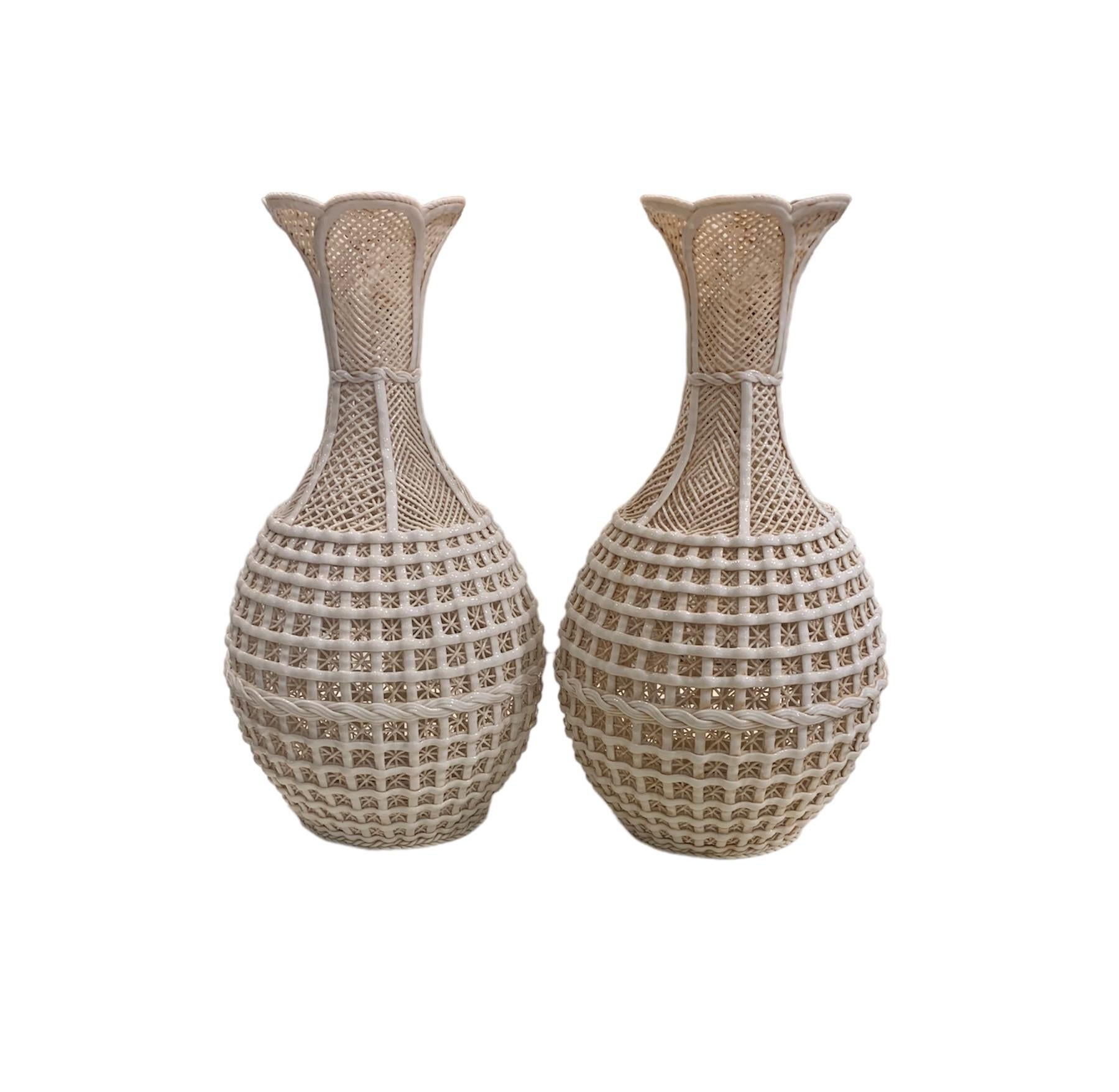 20th Century Pair of Blanc de Chinese Dehua kiln Porcelain Vases, early Republic Period  For Sale