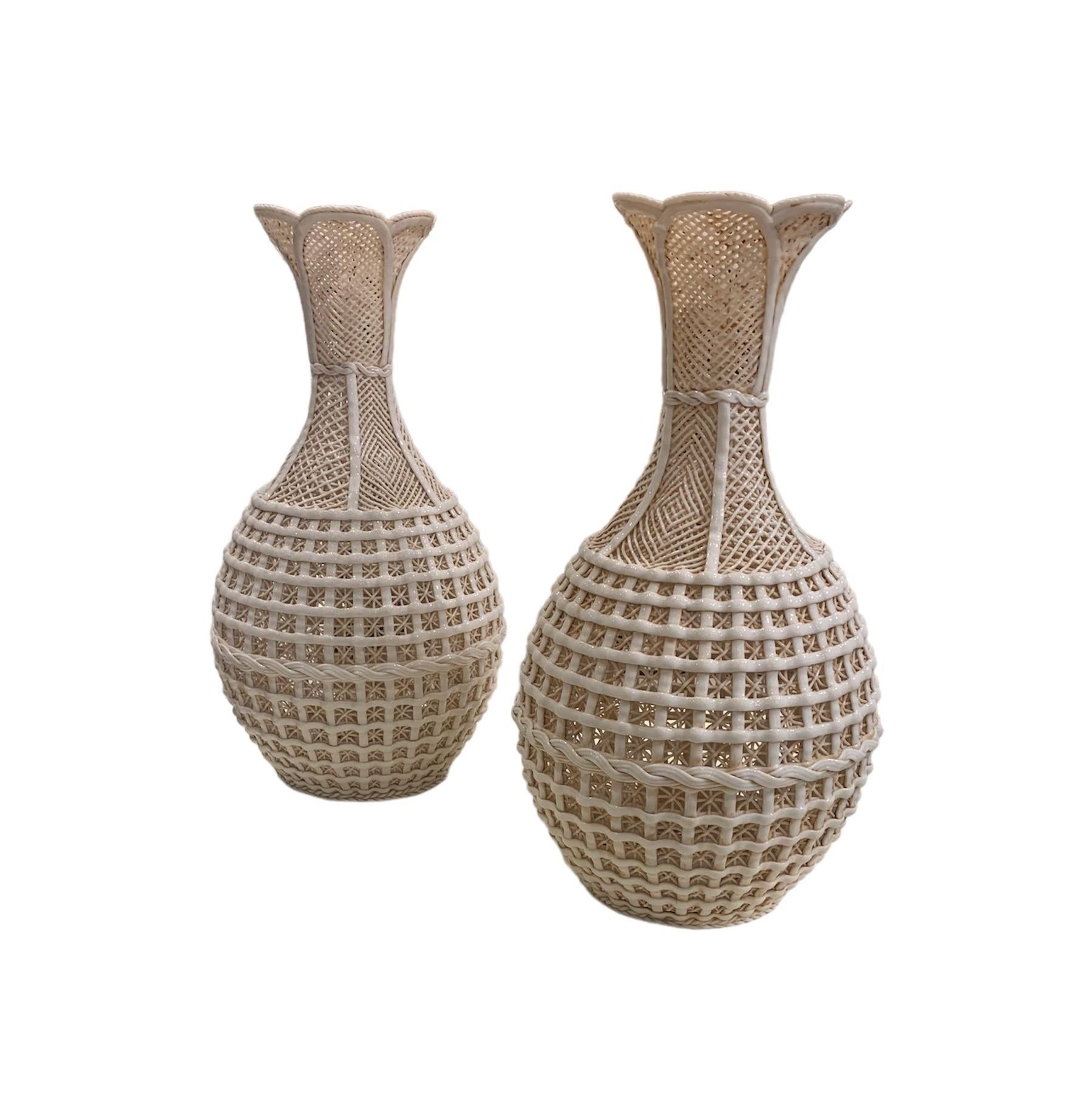 Ceramic Pair of Blanc de Chinese Dehua kiln Porcelain Vases, early Republic Period  For Sale