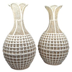 Vintage Pair of Blanc de Chinese Dehua kiln Porcelain Vases, early Republic Period 