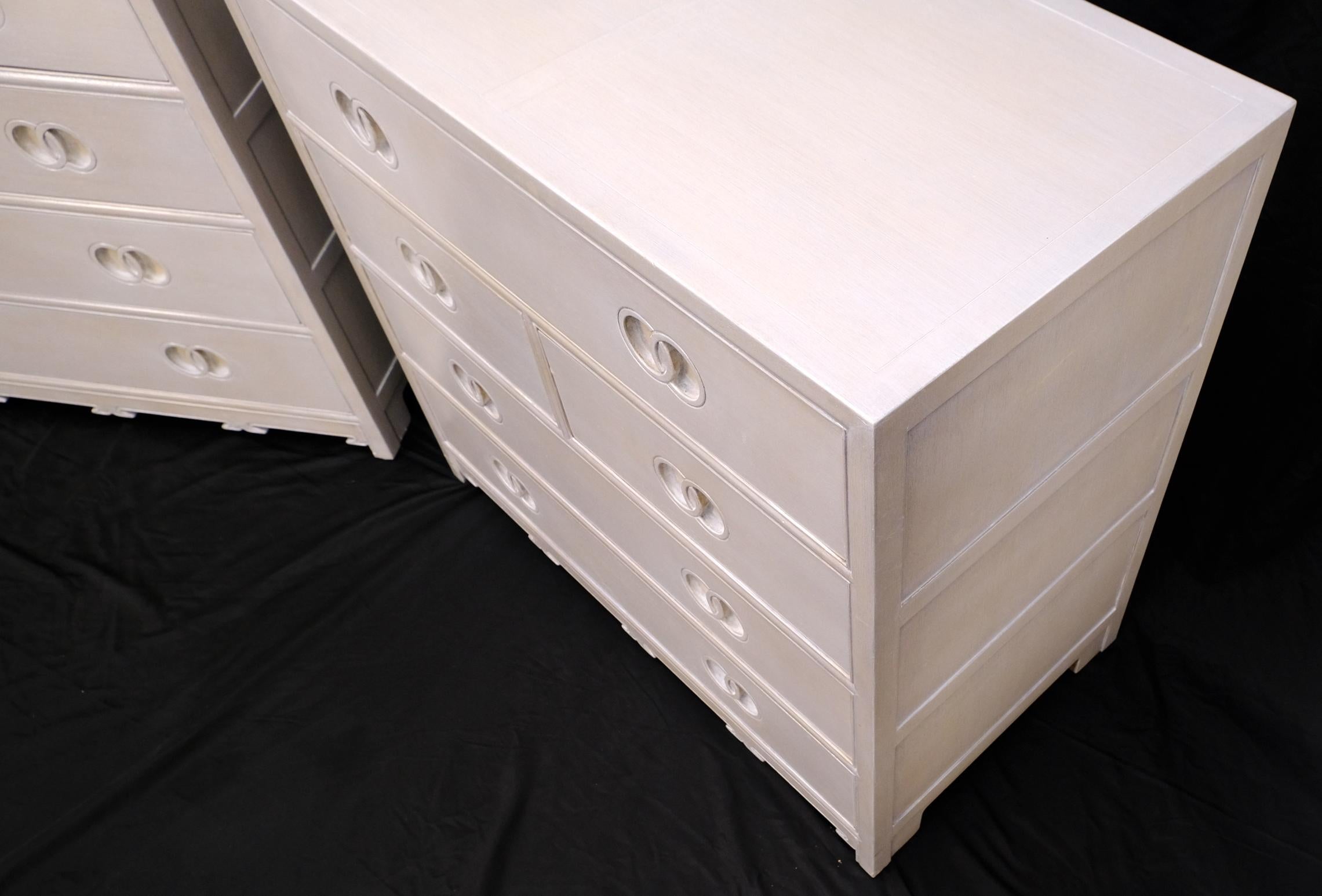 Pair of Bleached 5 Drawers Bachelor Chests by Baker For Sale 3