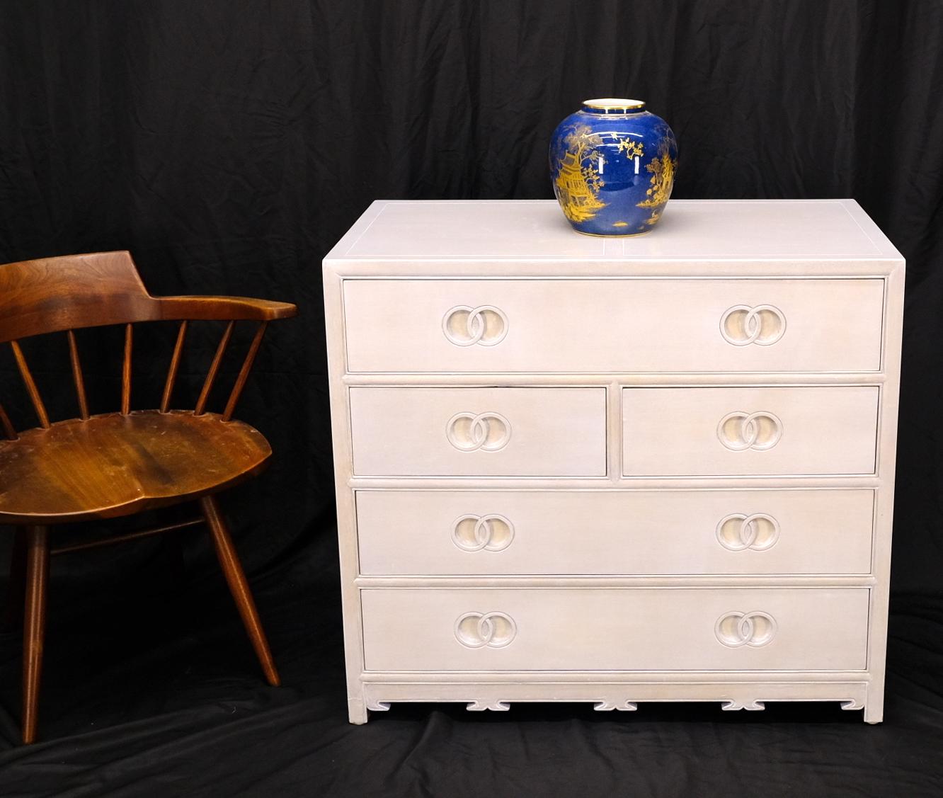 Pair of Bleached 5 Drawers Bachelor Chests by Baker For Sale 5