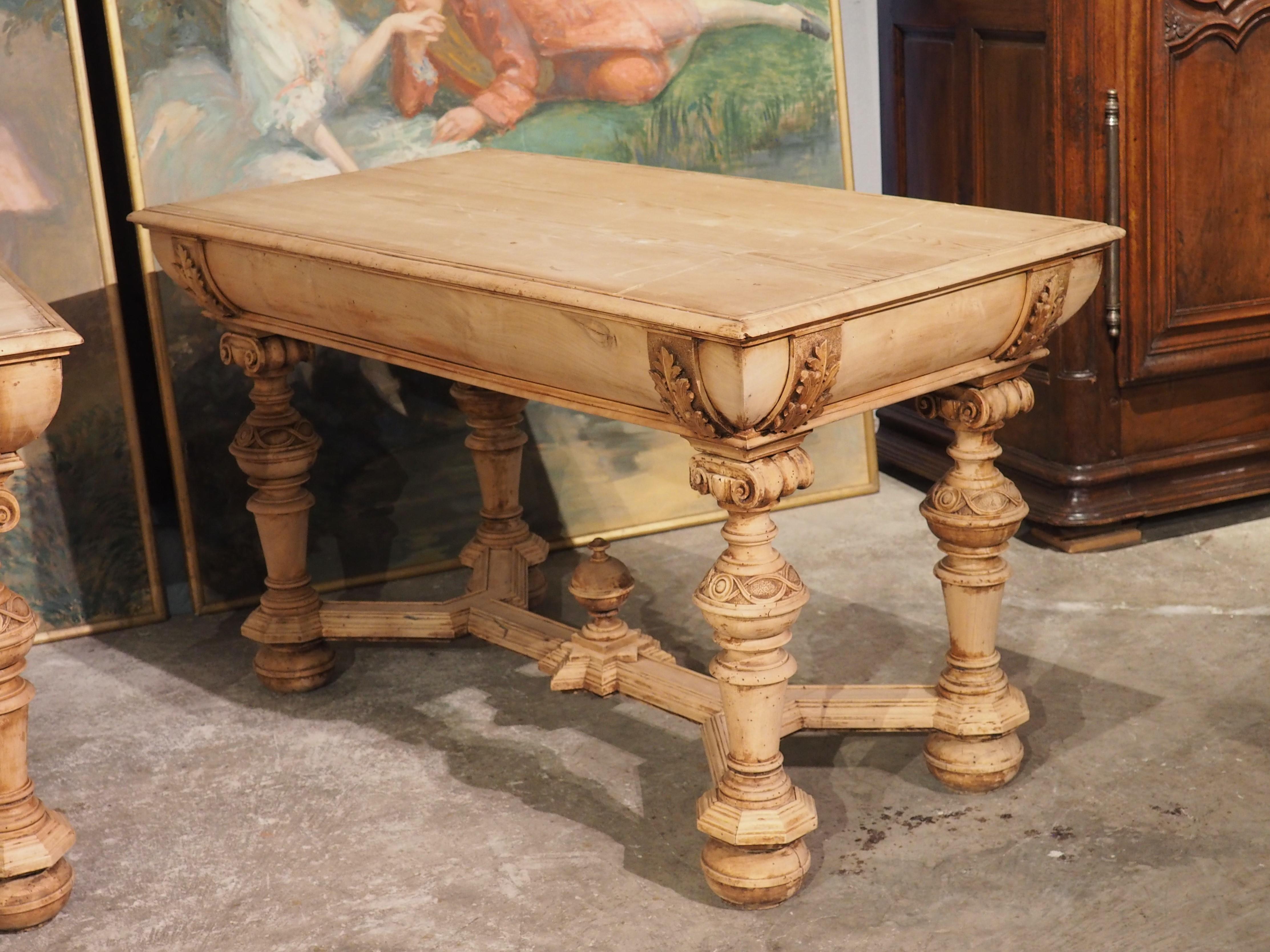 Pair of Bleached Antique Dutch Renaissance Style Tables, 19th Century For Sale 11