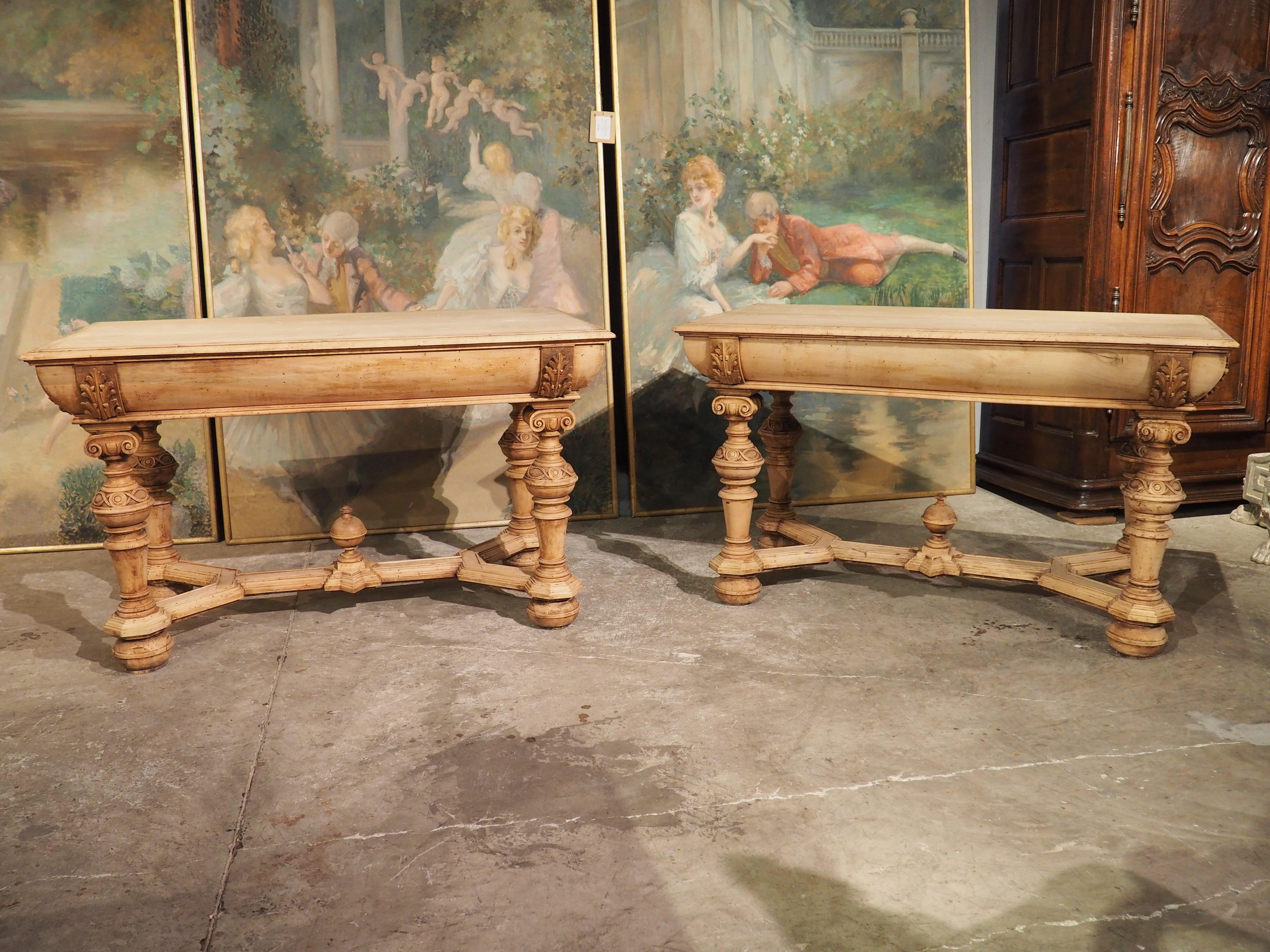 Pair of Bleached Antique Dutch Renaissance Style Tables, 19th Century For Sale 13