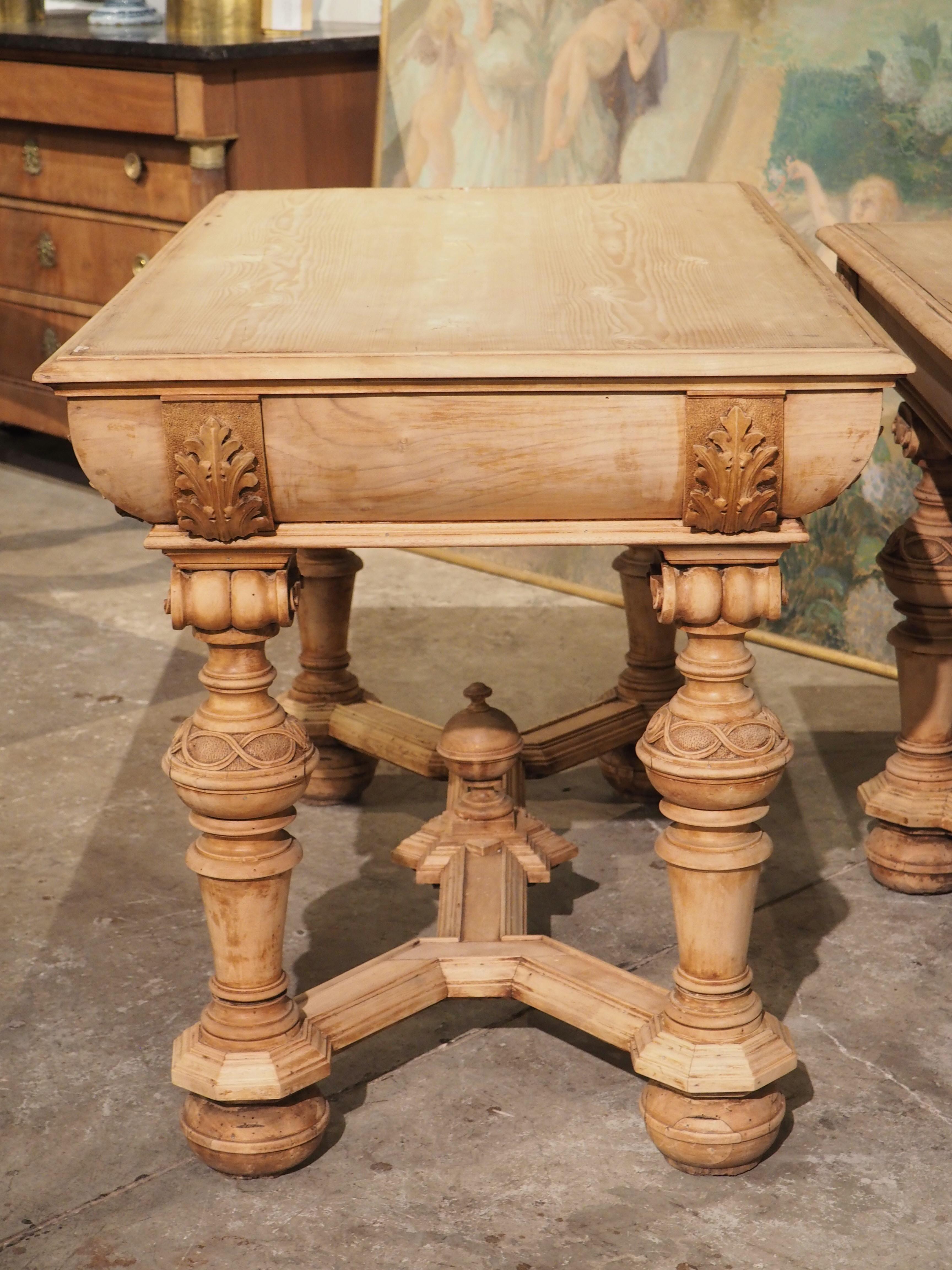 Pair of Bleached Antique Dutch Renaissance Style Tables, 19th Century For Sale 15