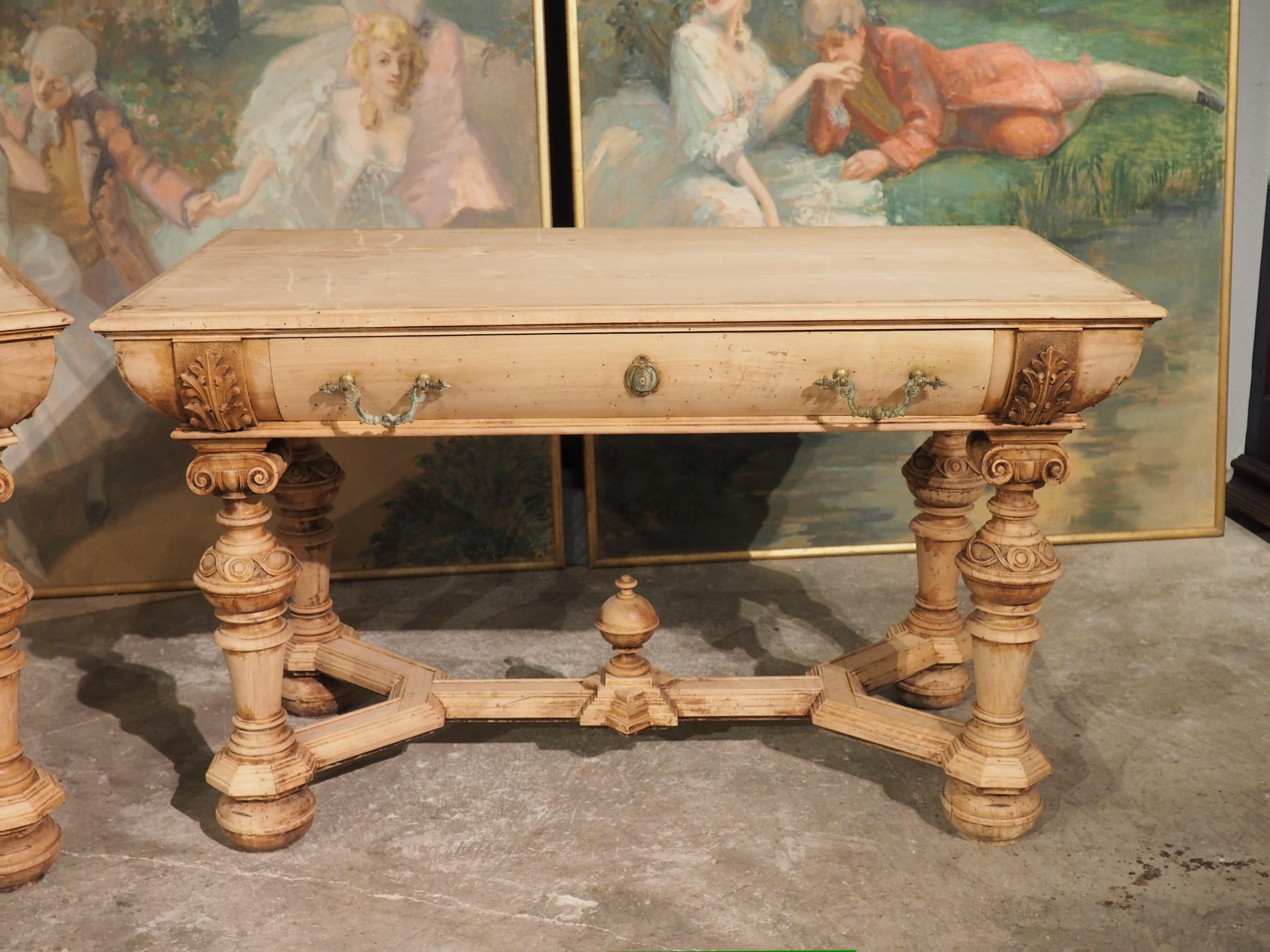 Pair of Bleached Antique Dutch Renaissance Style Tables, 19th Century For Sale 3