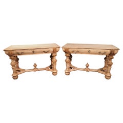 Pair of Bleached Antique Dutch Renaissance Style Tables, 19th Century