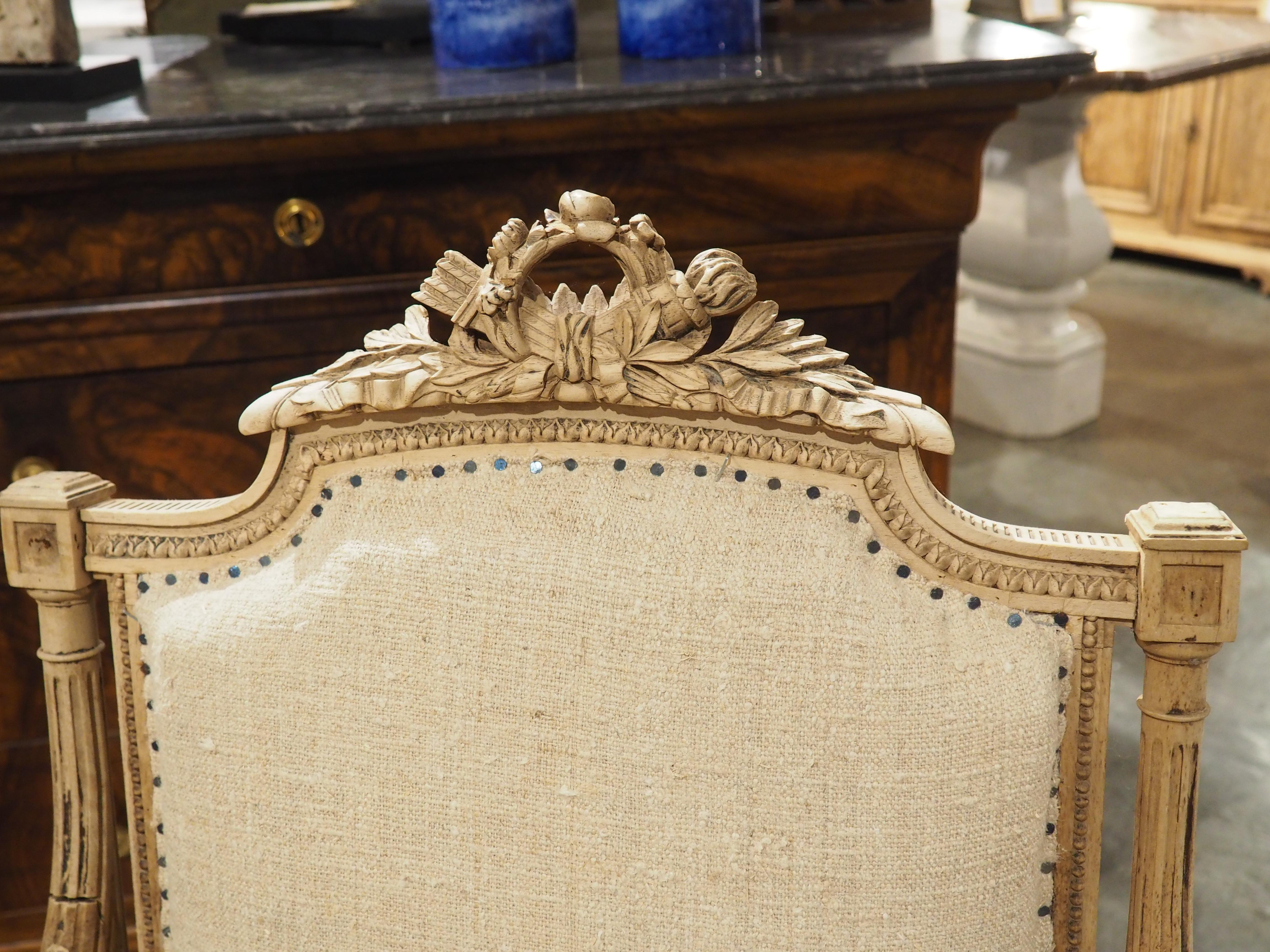 Metallo Coppia di poltrone Fauteuil sbiancate in stile Luigi XVI, CIRCA 1890 in vendita