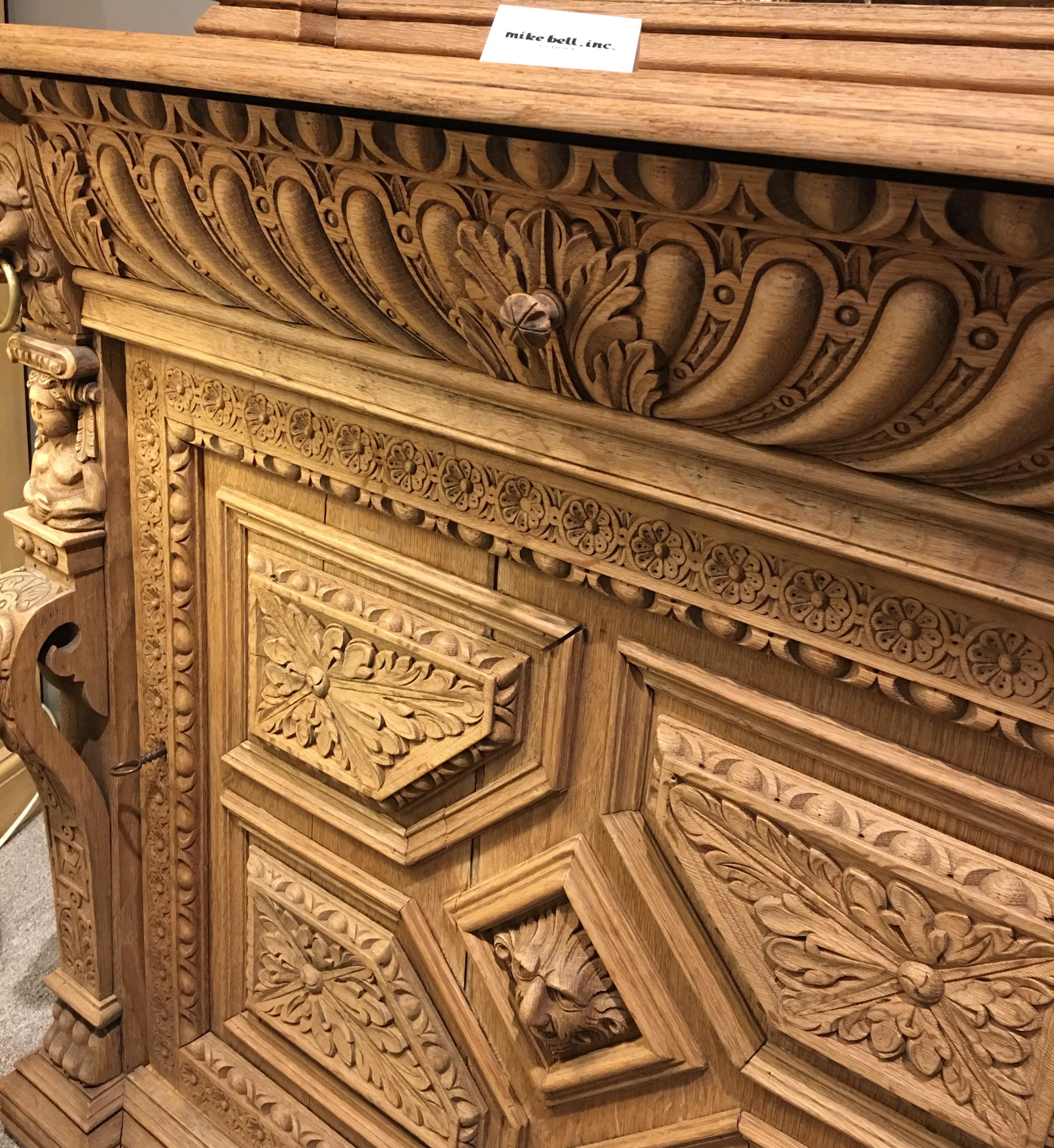 Pair of Bleached Oak Carved Bookcases In Good Condition In Chicago, IL