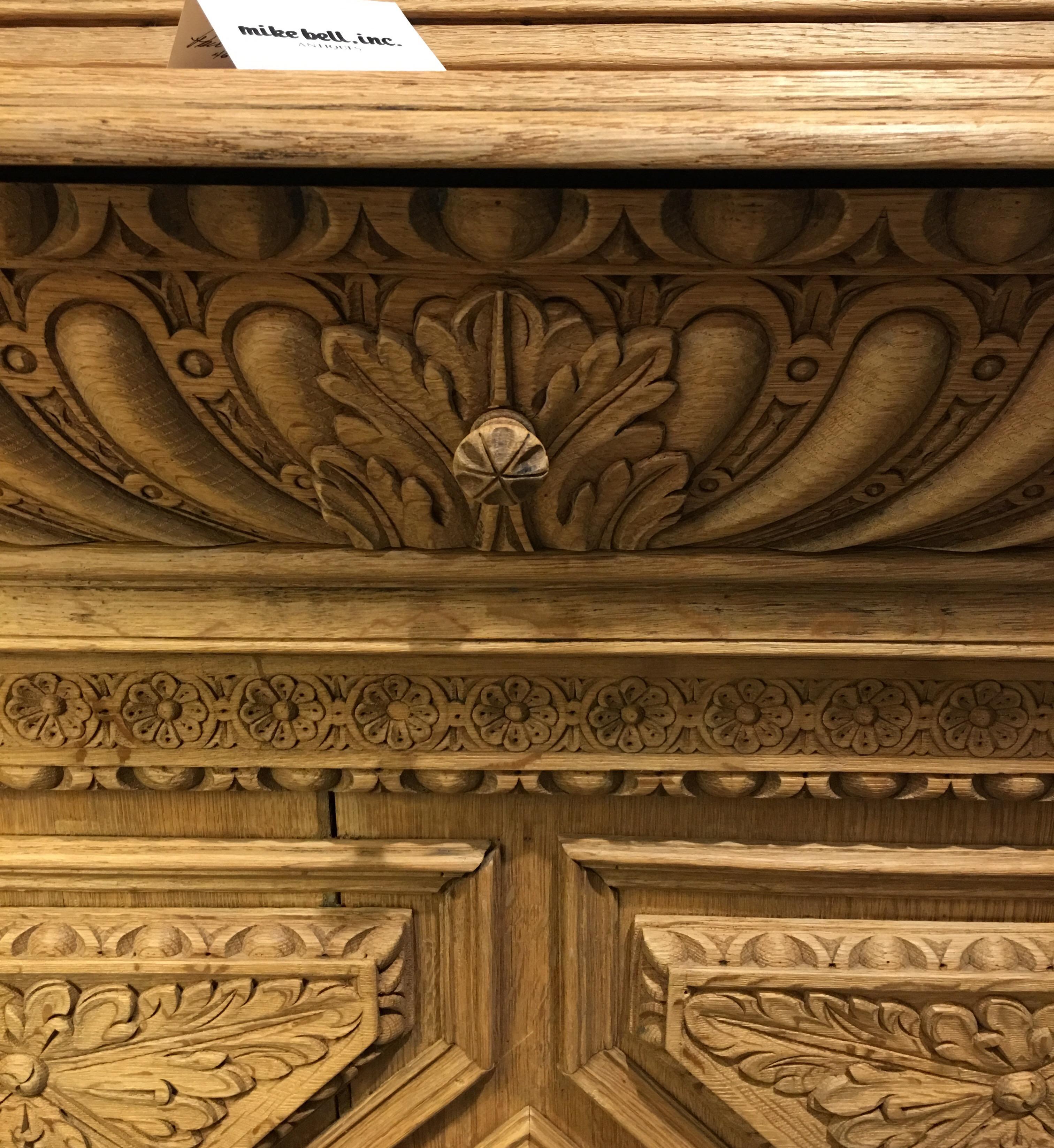 Pair of Bleached Oak Carved Bookcases 1