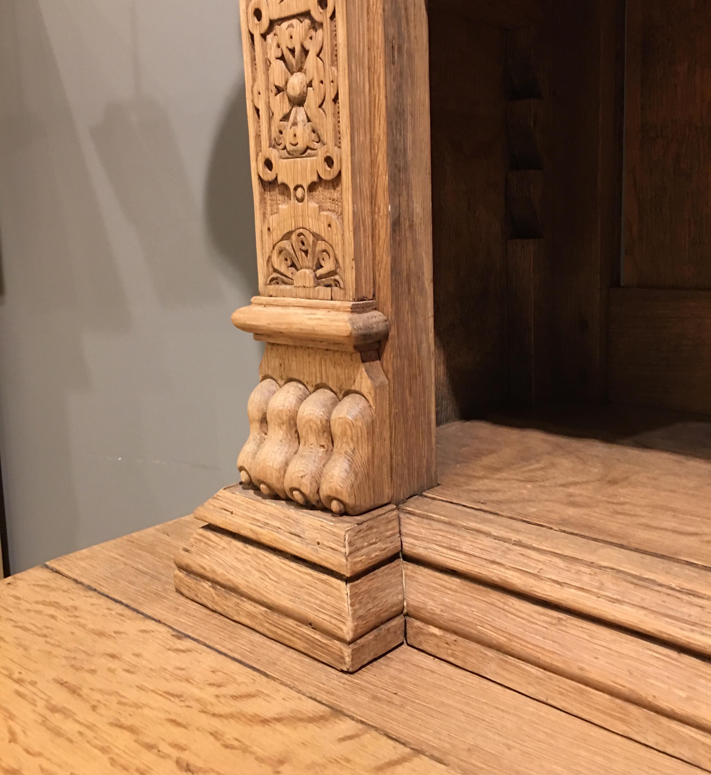 Pair of Bleached Oak Carved Bookcases 3