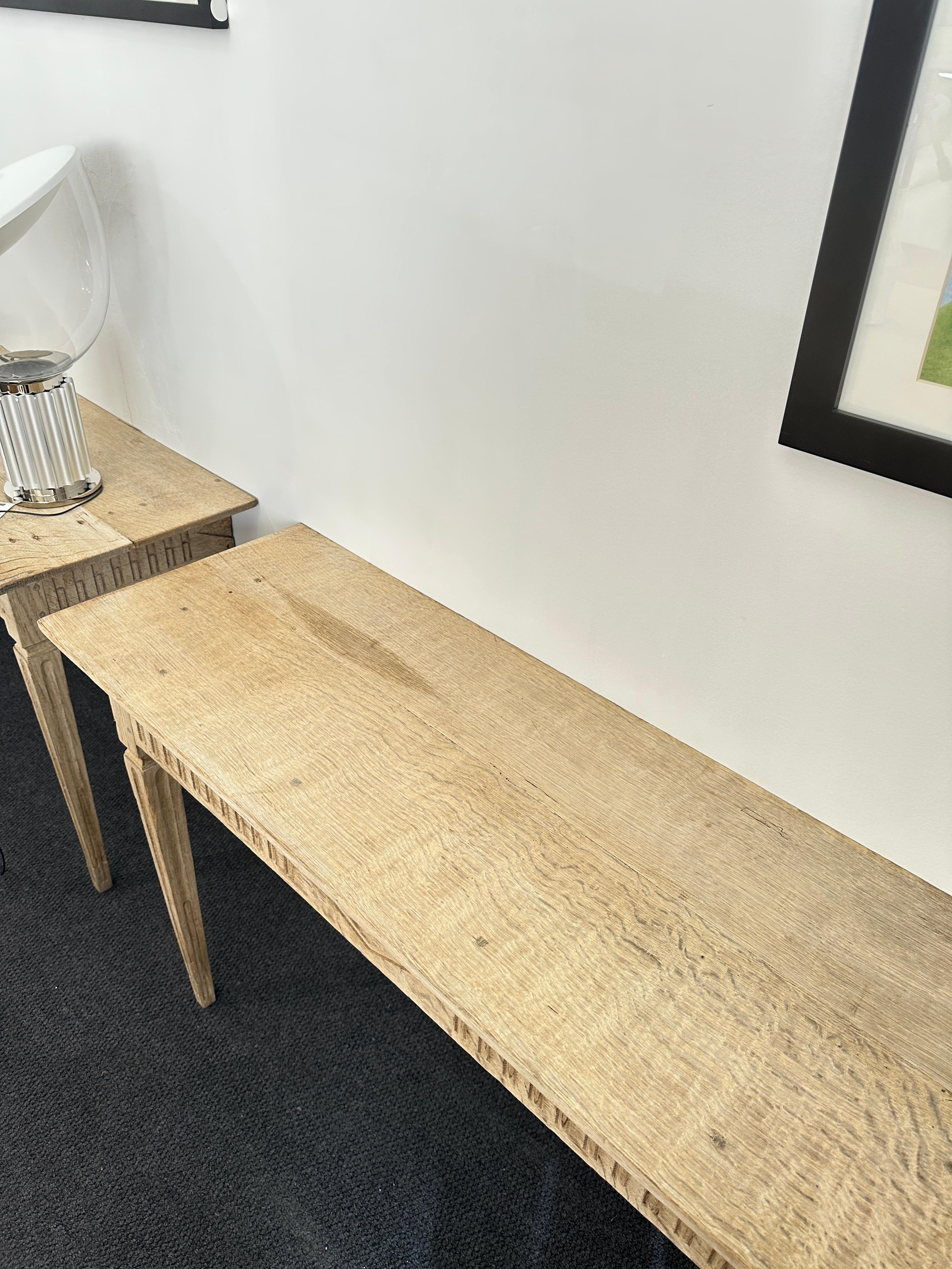 Pair of Bleached Oak Console Tables For Sale 4