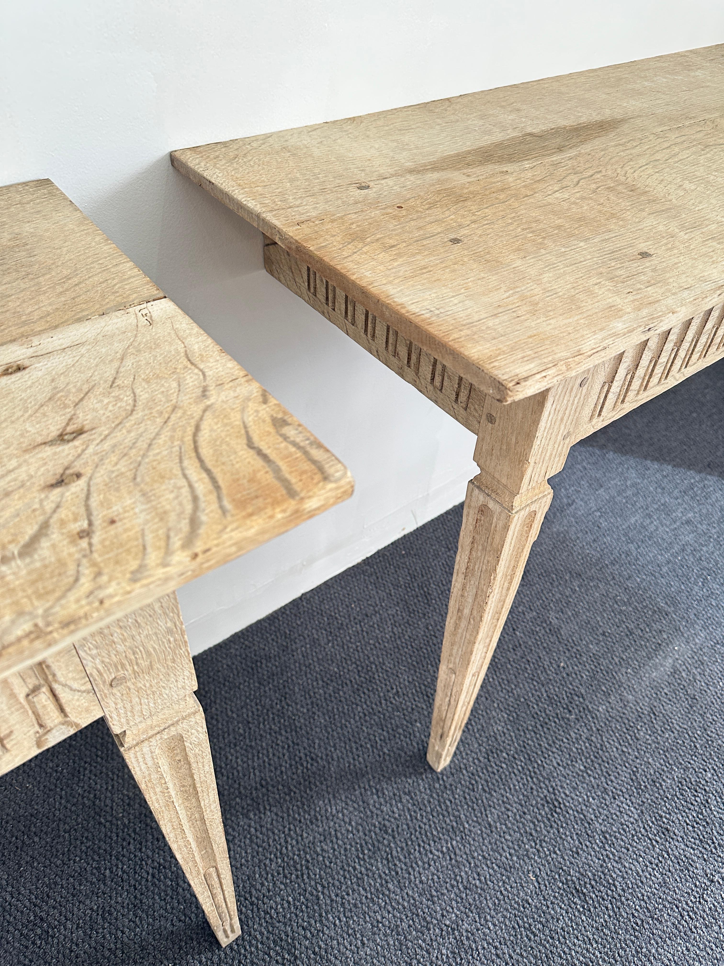 Pair of Bleached Oak Console Tables For Sale 5