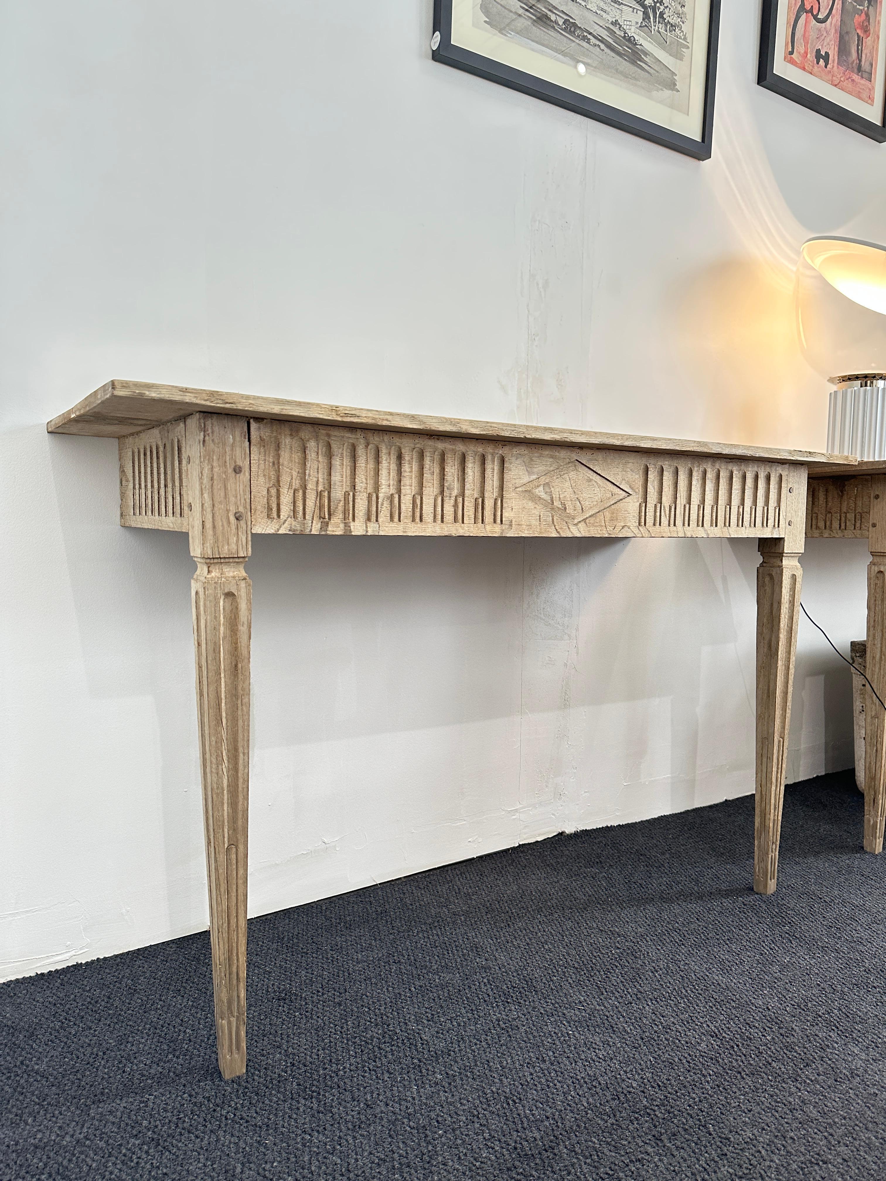 19th Century Pair of Bleached Oak Console Tables For Sale