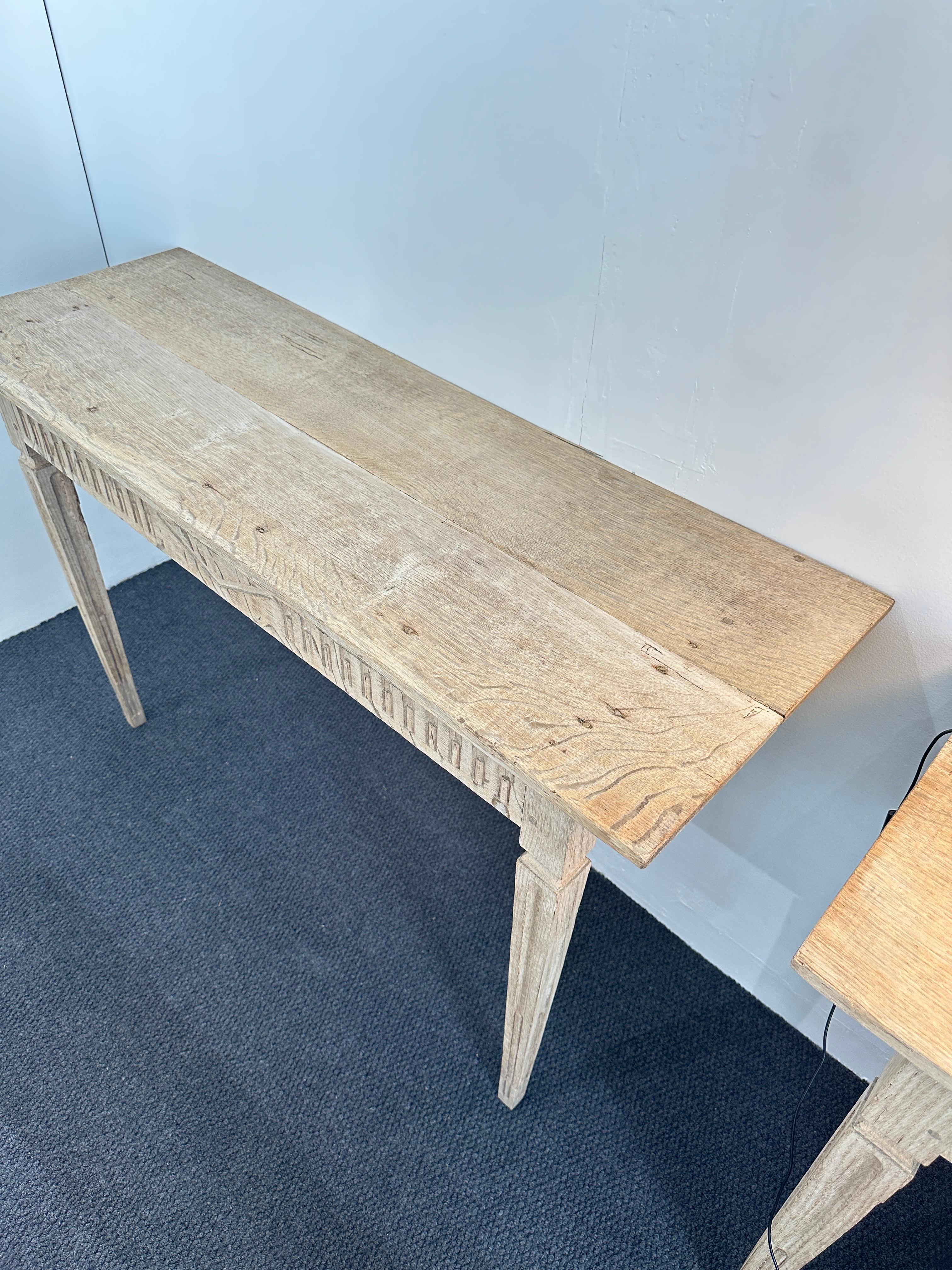 Pair of Bleached Oak Console Tables For Sale 2