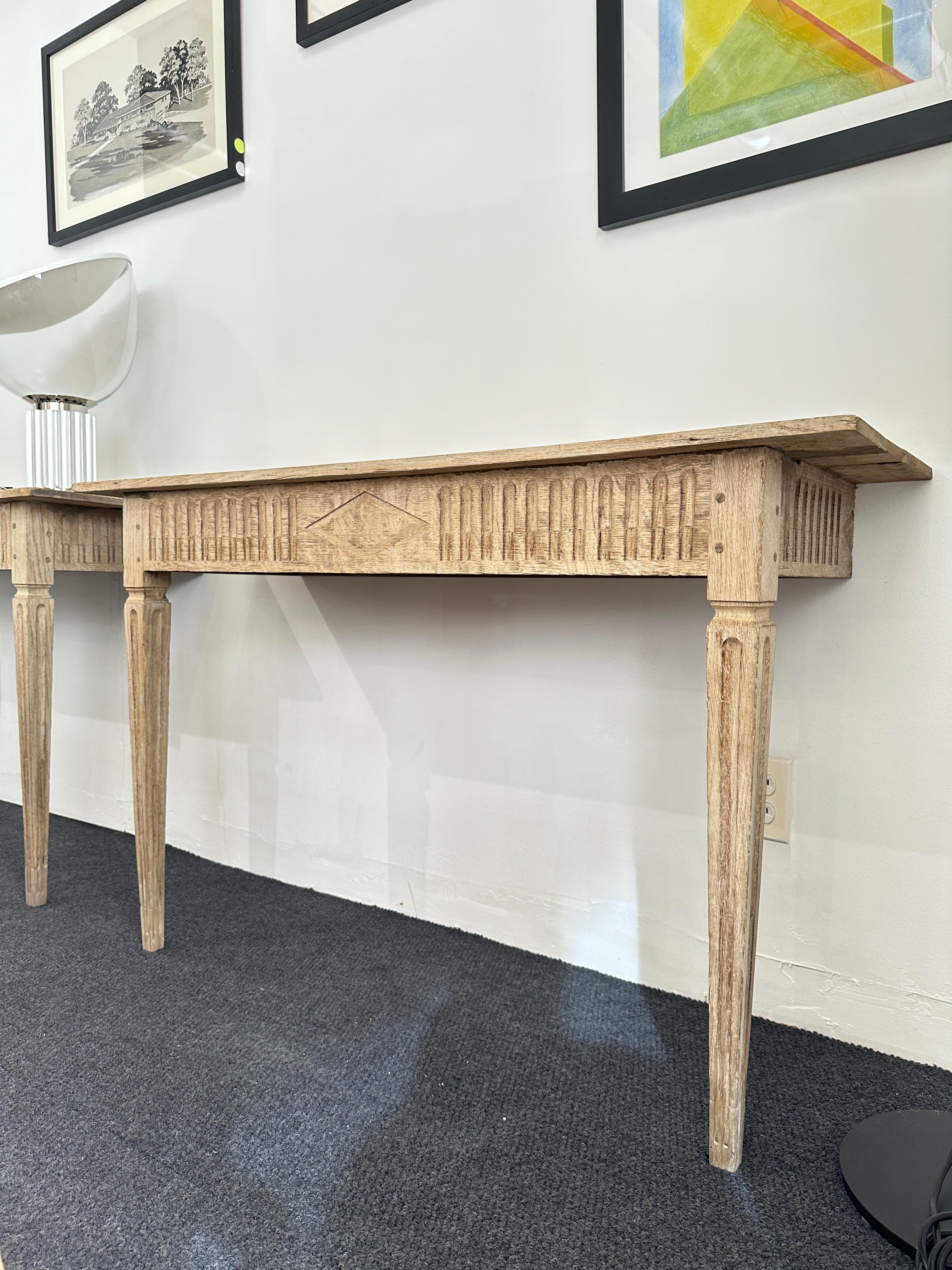 Pair of Bleached Oak Console Tables For Sale 3