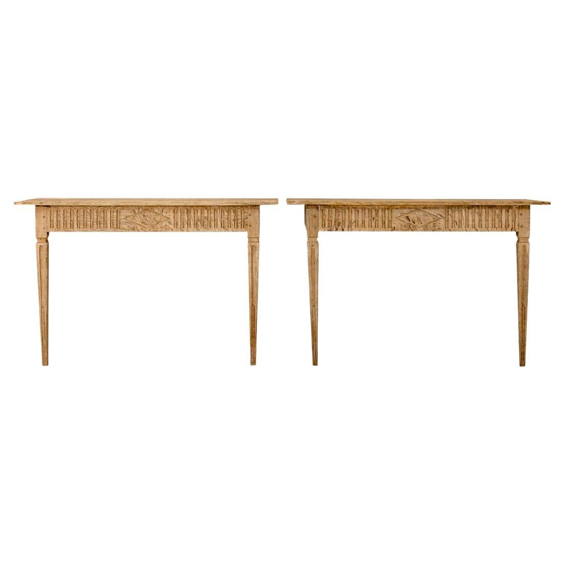 Coppia di tavoli da console in Oak sbiancato