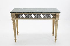 Pair of Bleached Oak Consoles with Marble Tops